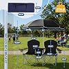 Sillas dobles para campamento, sillas plegables portátiles para picnic con sombrilla, bolsa térmica, portavasos, sillas para exteriores, playa, campamento, pesca - Negro 3