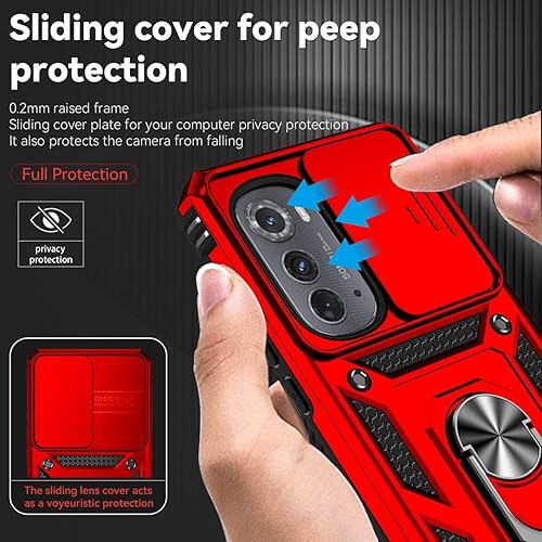 Miniatura 10 de Funda para Moto Edge 2022Motorola Edge 2022 5G UW XT2205-1 con protector de pantalla de vidrio templado y cubierta para cámara deslizante, anillo