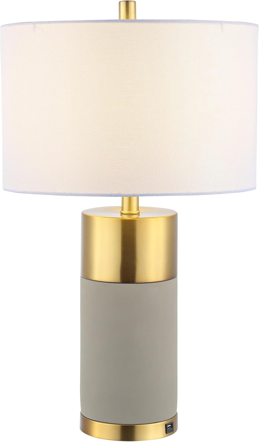 SAFAVIEH Lighting Collection Oliver Modern Contemporary Farmhouse Grey Concrete/ Gold Bedroom Living Room Home Office Desk Nightstand Table Lamp Set of 2 (LED Bulbs Included)