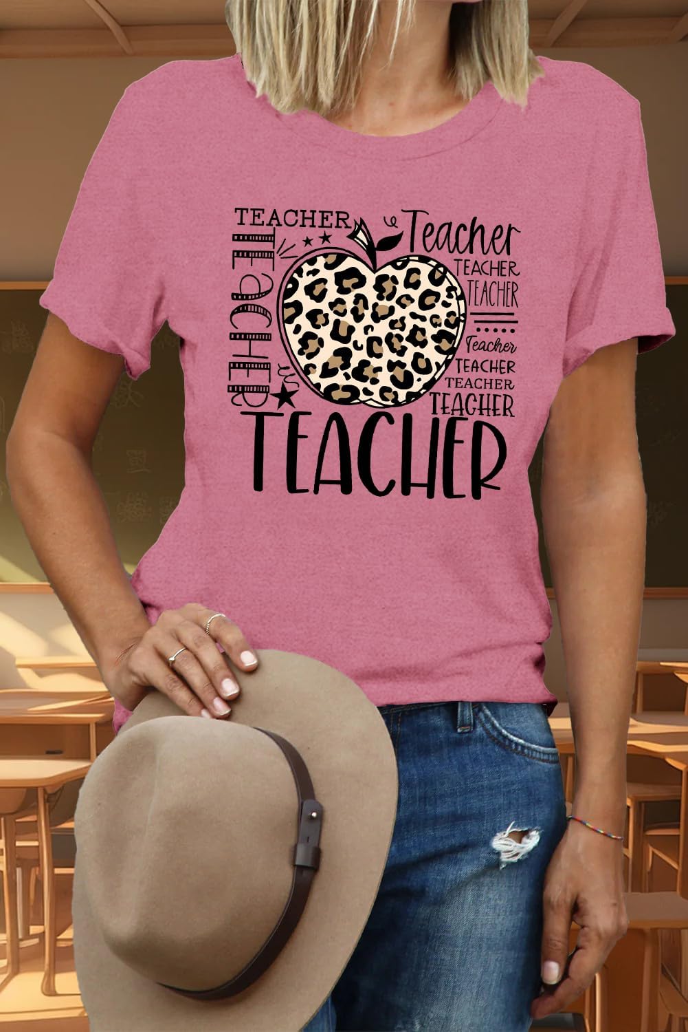 Womens Teacher Life T-Shirt Kindness Teaching Tee Tops Thankful Teachers Shirt - Image 4