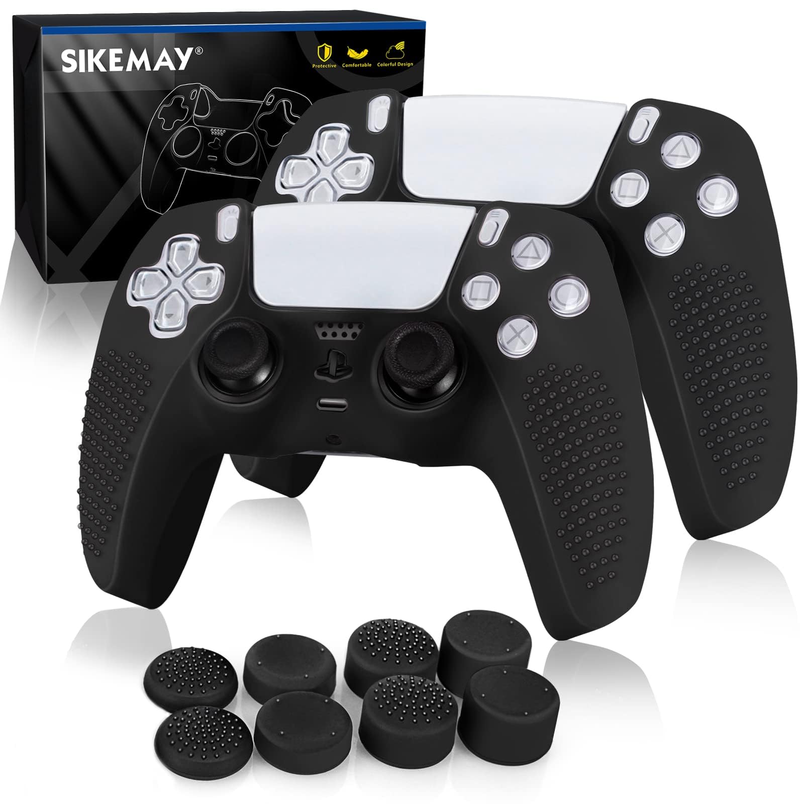 SIKEMAY Controllers Skin 2Pcs Anti-Slip Silicone Controllers Cover with 8 Grips Controller Accessories Protective Cover Case for Controller