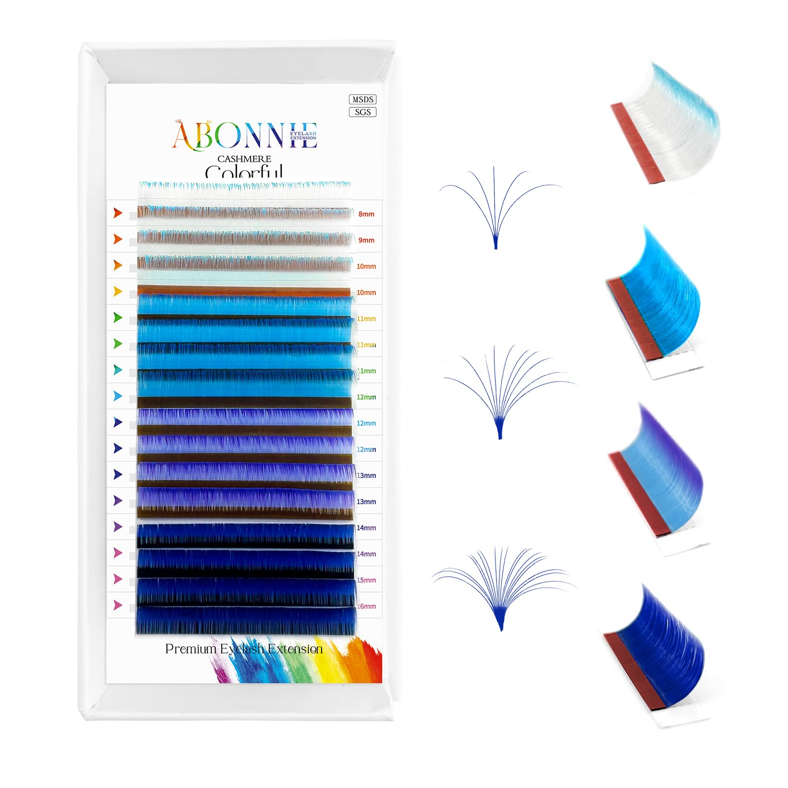 Colored Lash Extensions, Easy Fan Eyelash Extensions 0.07 C Curl 12-15mm Mix Volume Lash Extensions, Lash Fan for Professional Salon Supplies (0.07-