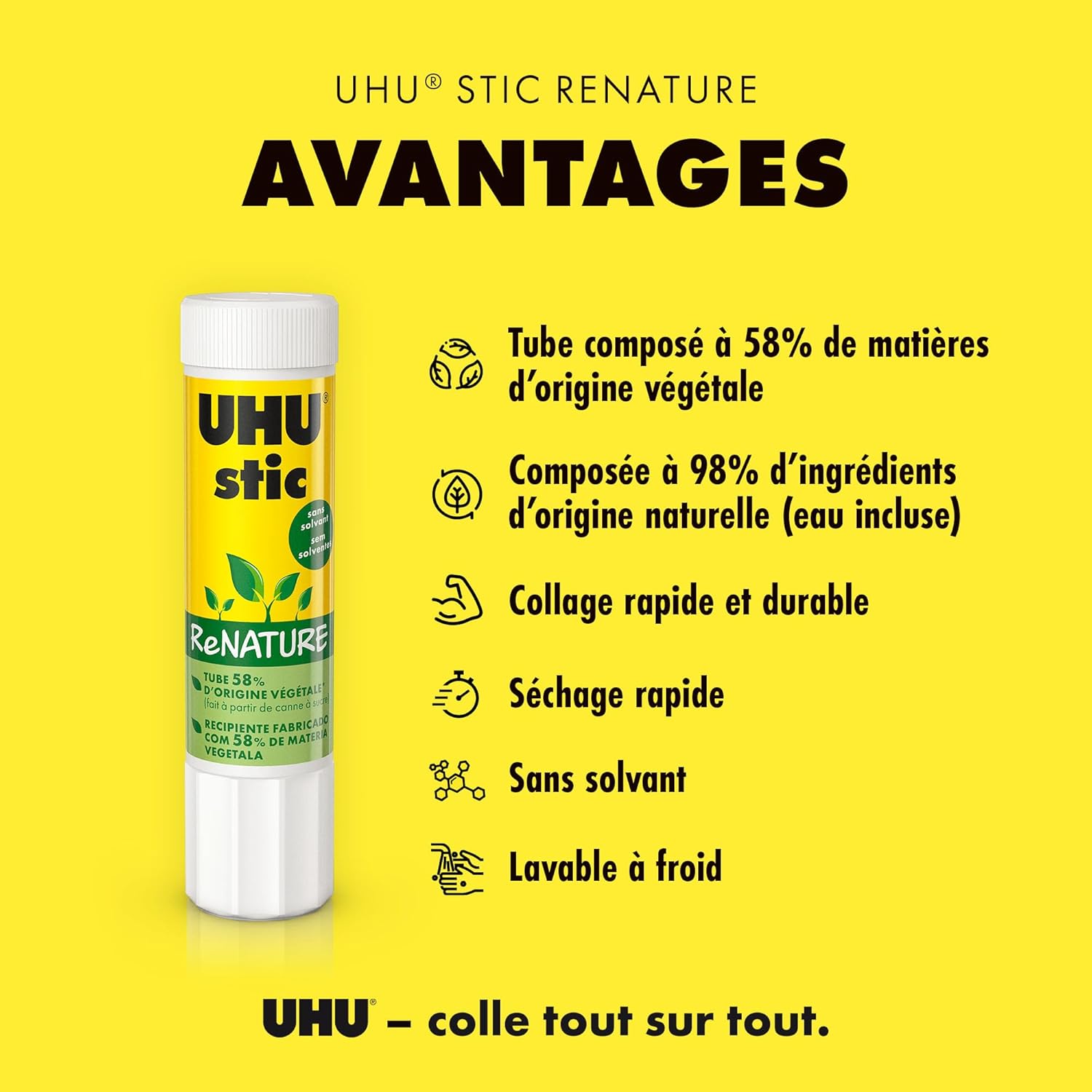 UHU Stic ReNATURE Eco Friendly Solvent Glue Stick in a Renewable Resource Packaging 4 x 21g