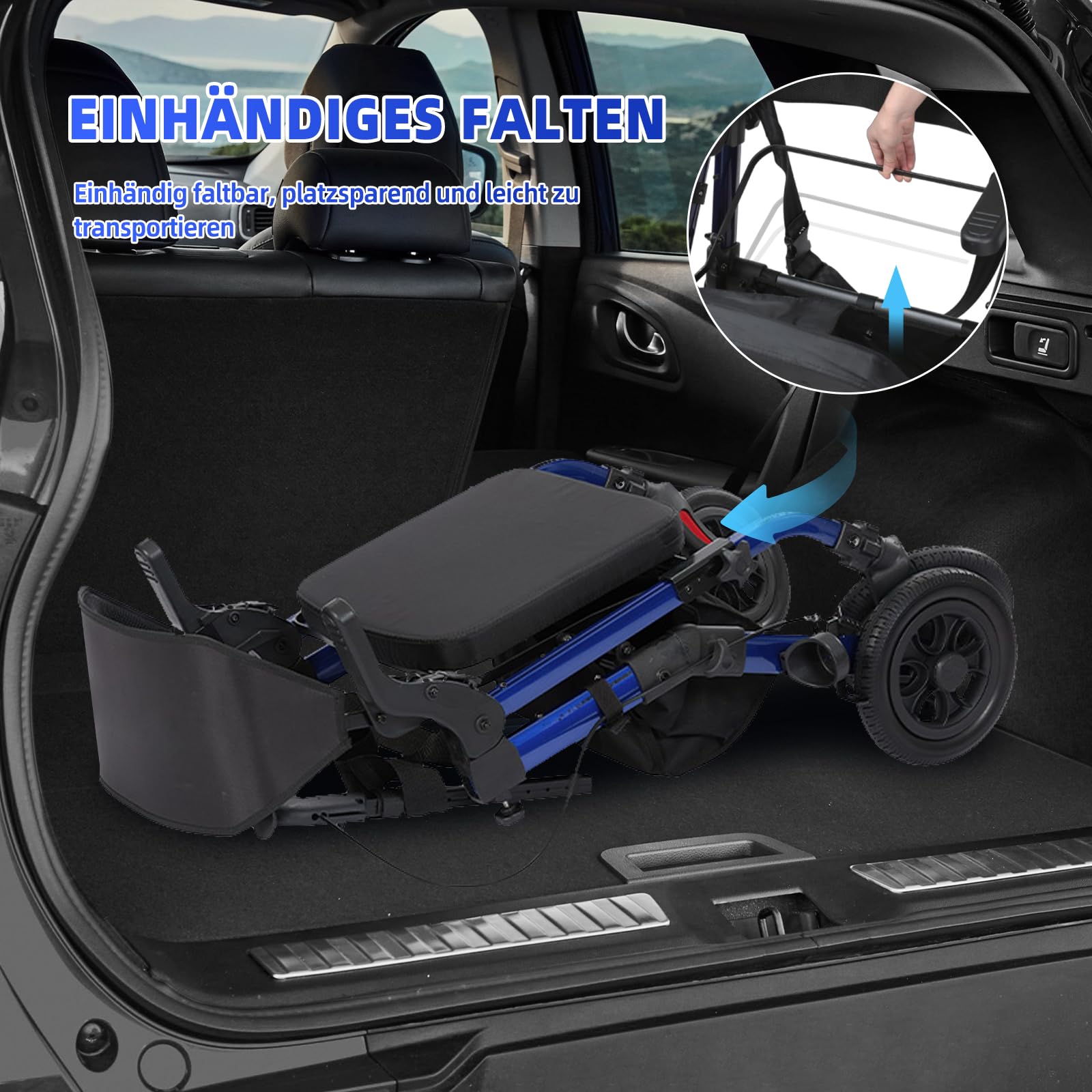 BeneCane 2 en 1 Rollator Plegable y Silla de Ruedas para Personas Mayores, Andador Ajustable en Altura con Asiento y Ruedas Antideslizantes - Ayuda para la Movilidad de Adultos