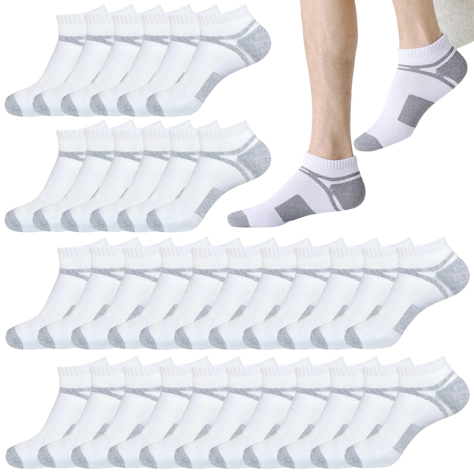 Looknniy 12-30 Pairs Low Cut Ankle Socks for Men Thin Breathable Casual No Show Athletic Socks Bulk