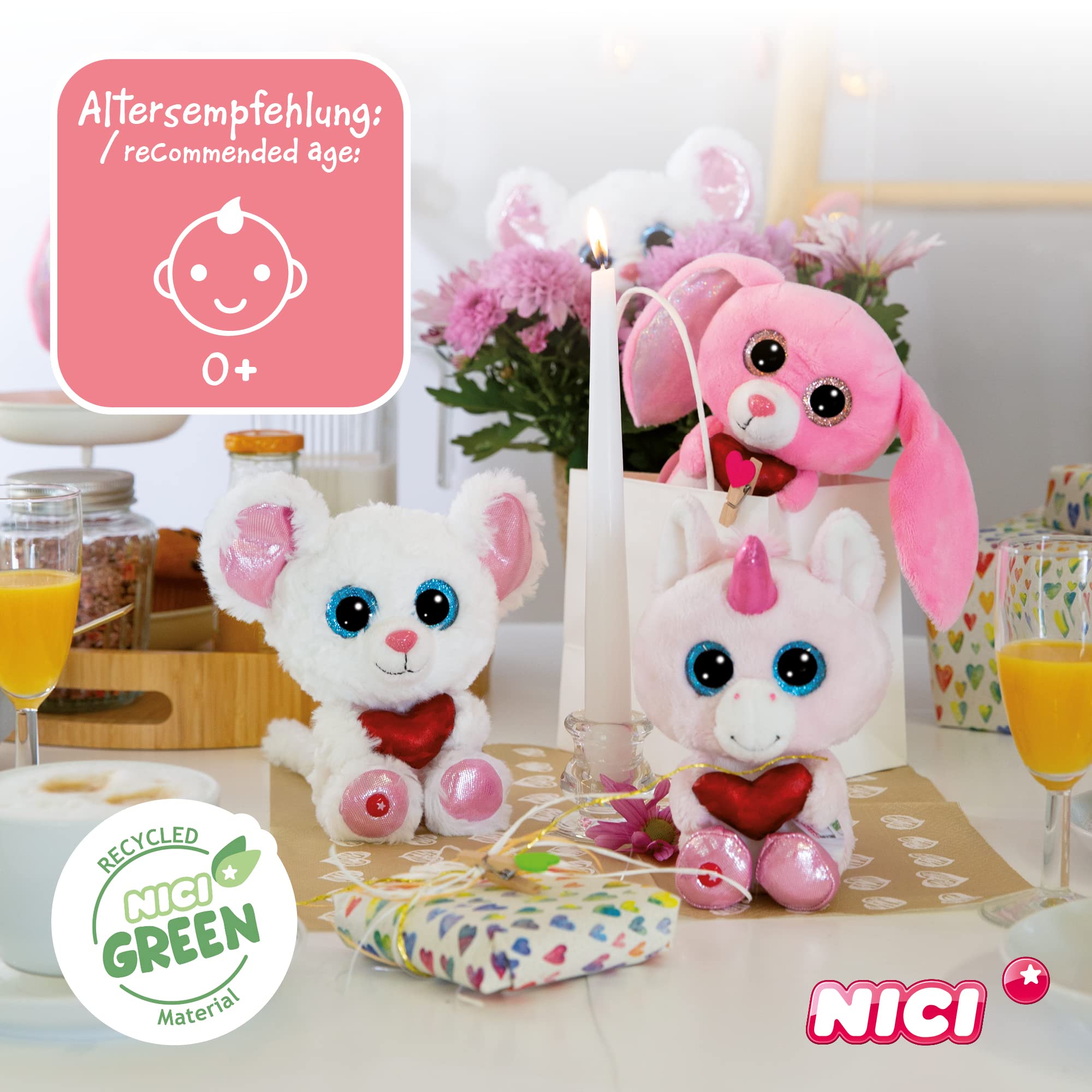 Gusiluz Original NICI Bunny Original – El Conejo Rainbow Candy De Glubschis 45cm – Conejito De Relleno Con Grandes Ojos Brillantes – Suaves Juguetes Esponjosos Para Peluches Grandes