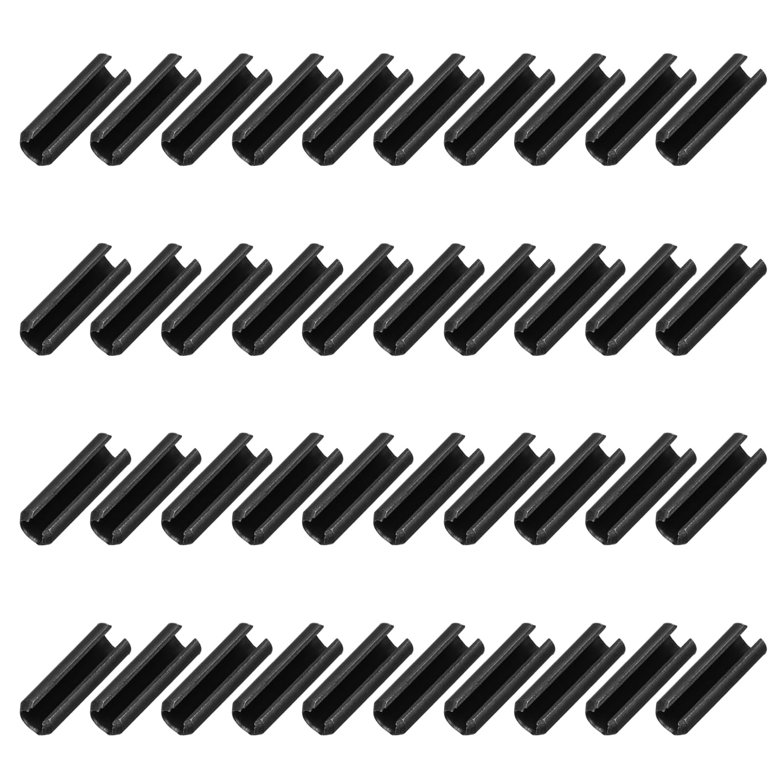 sourcing map 120Pcs Slotted Split Roll Pins 3/25 Inch(3mm) Dia. 2/5 Inch(10mm) Length 65Mn Steel Spring Tension Expansion Dowels for Secure Fastening, Black