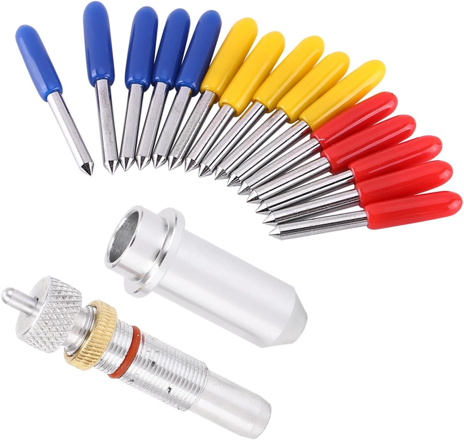 15pcs Tungsten Steel Cutting Knife Plotter Blade with Holder Base, 1.5mm Shaft Diameter for Cutter, 30, 45, 60 Degree