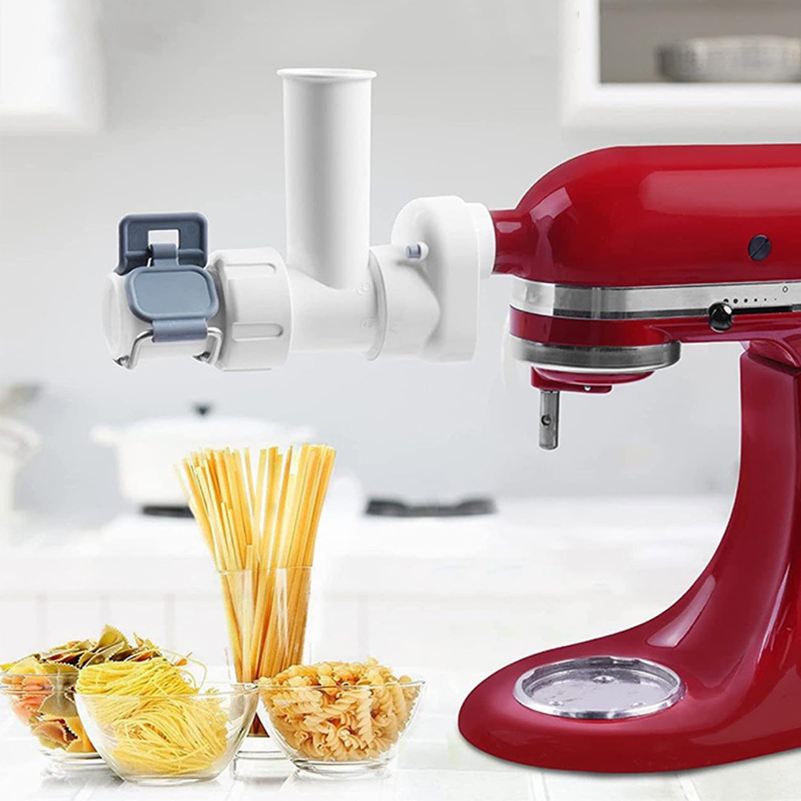 Accessoire pour Pâtes pour Kitchenaid Batteur sur Socle, Rouleau de Lame à Pâtes avec 6 Outils pour Machine à Pâtes Ensemble D'accessoires pour Spaghetti Penne Fusilli Rigatoni Ziti Macaroni