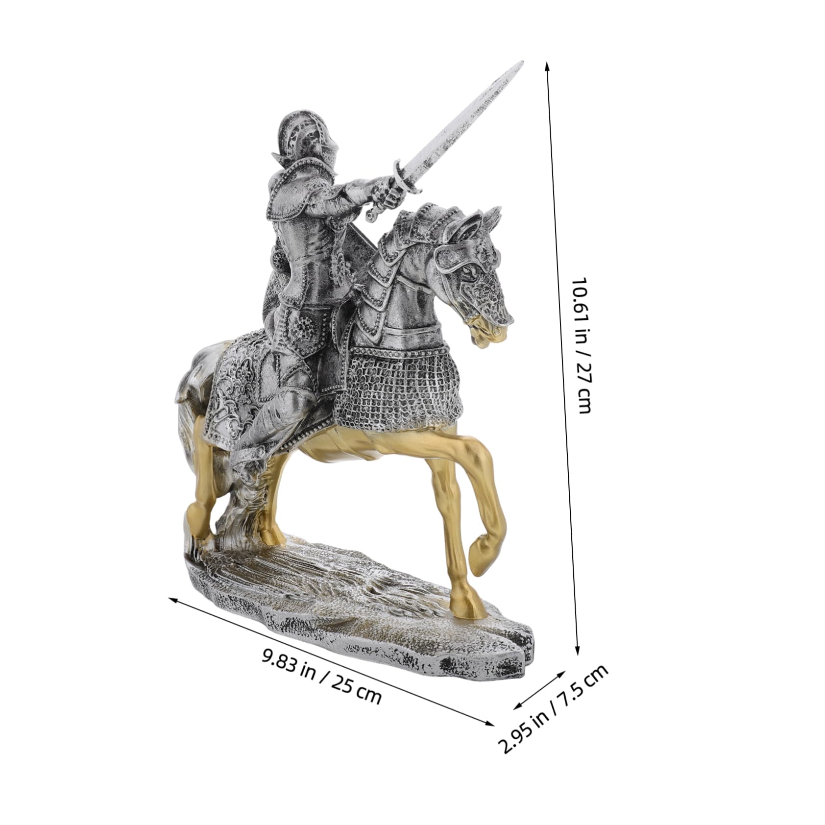 VANZACK Miniatur Ritterstatue Silber aus Kunstharz für Tischdekoration | Vintage Retro Stil, Feine Verarbeitung mit Detailreicher Ausführung, Passend als Büro und Wohnaccessoire