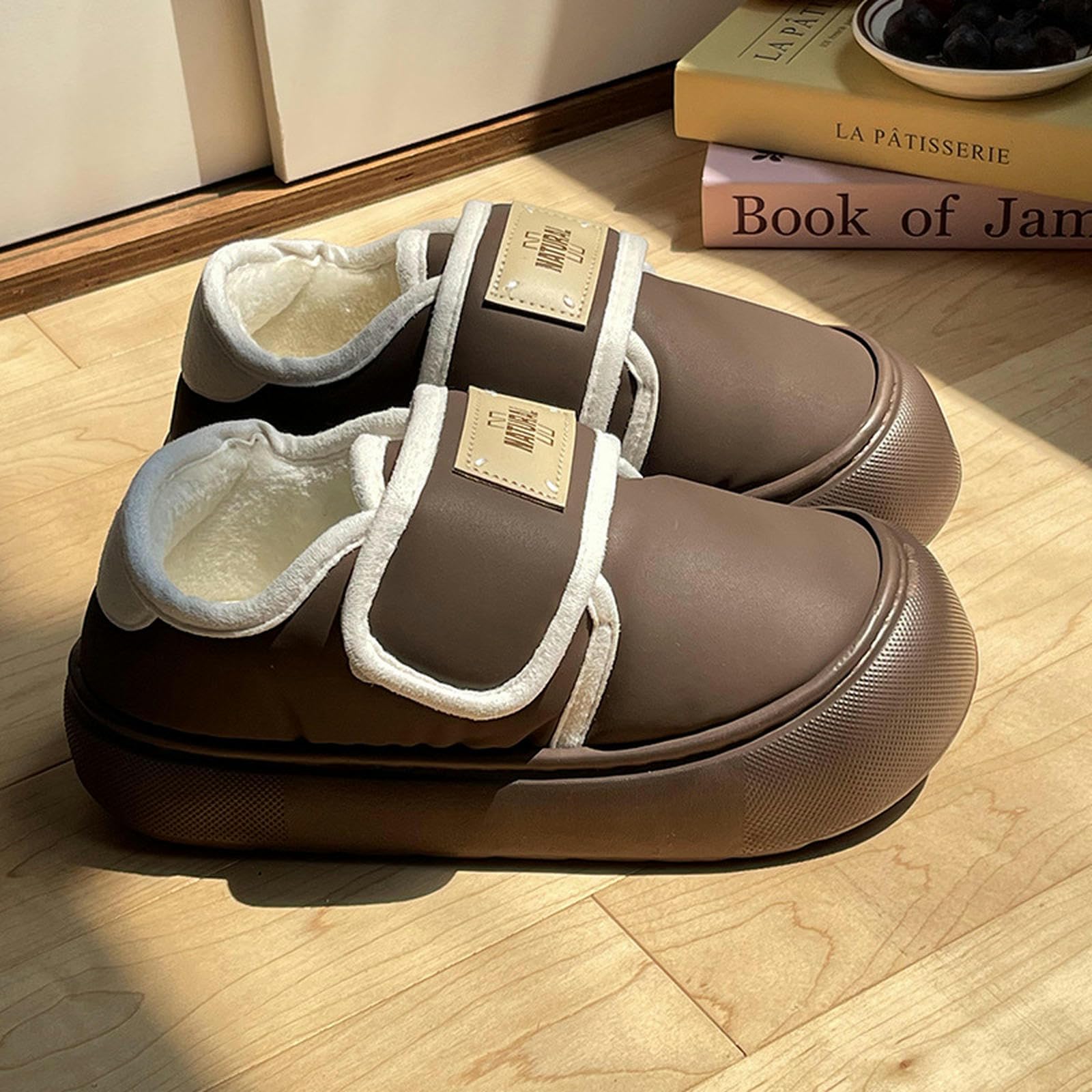 Zapatillas Mensas Acogedoras De Espuma De La Memoria Zapatillas Deslizamiento Informal En La Casa Cálida Zapatos Al Aire Libre De Interior Fieltro-negro-40-41