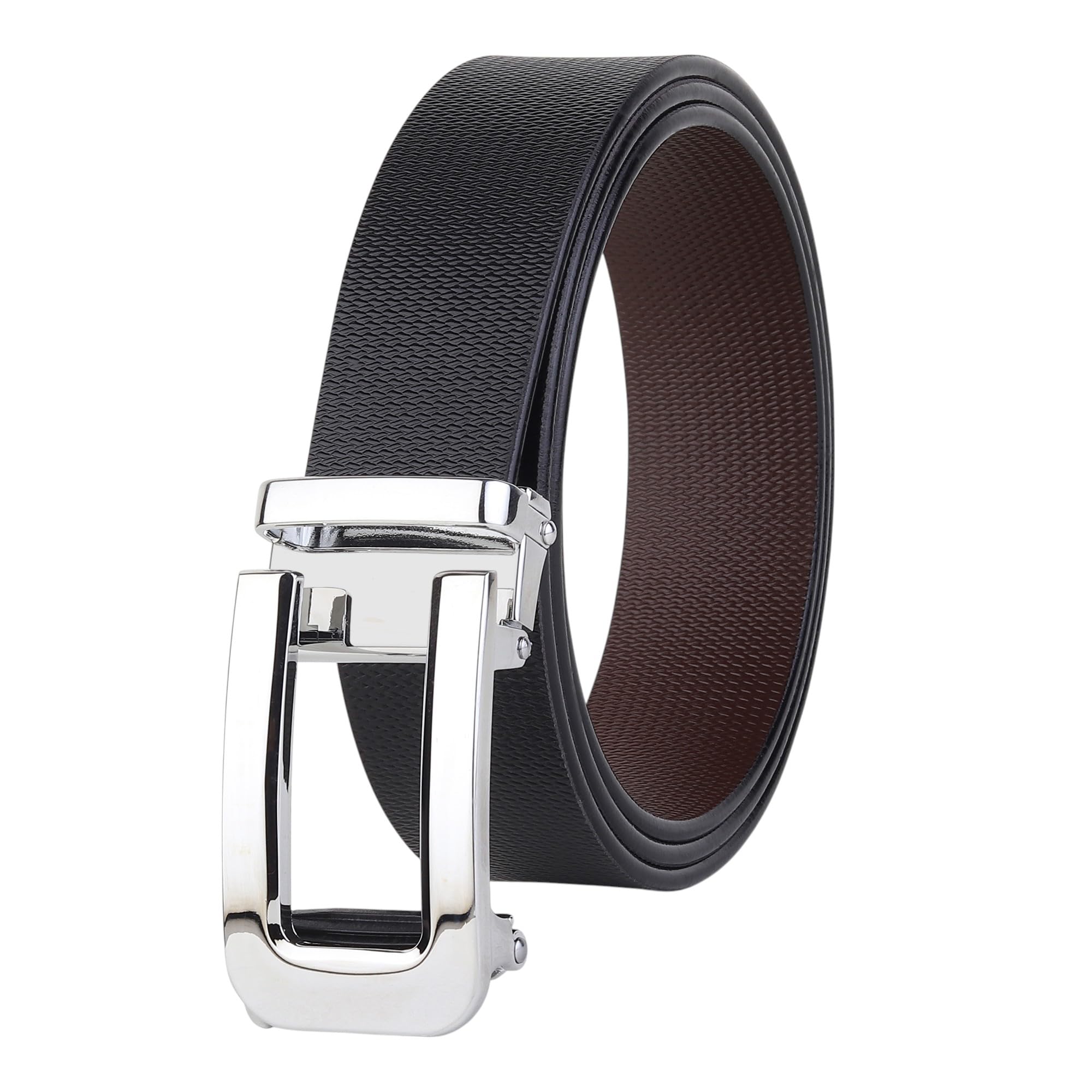 Men's Sleek Auto-Lock Genuine Leather Belt Durable and stylish formal and casual black color reversible belt-image-38
