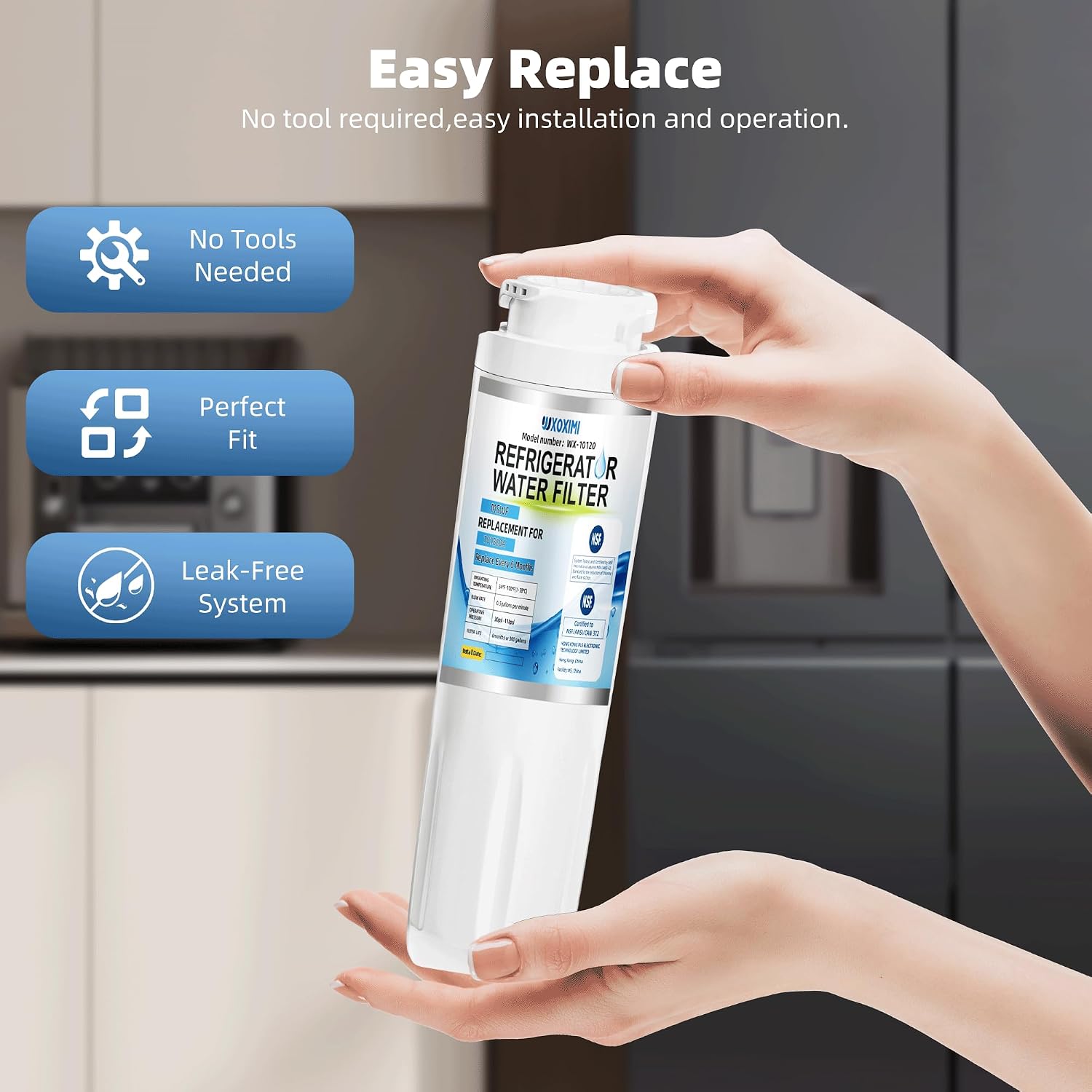 MSWF Water Filter Replacement for GE MSWF 101820A 101821B RWF1500A,NSF Certified,3 Pack