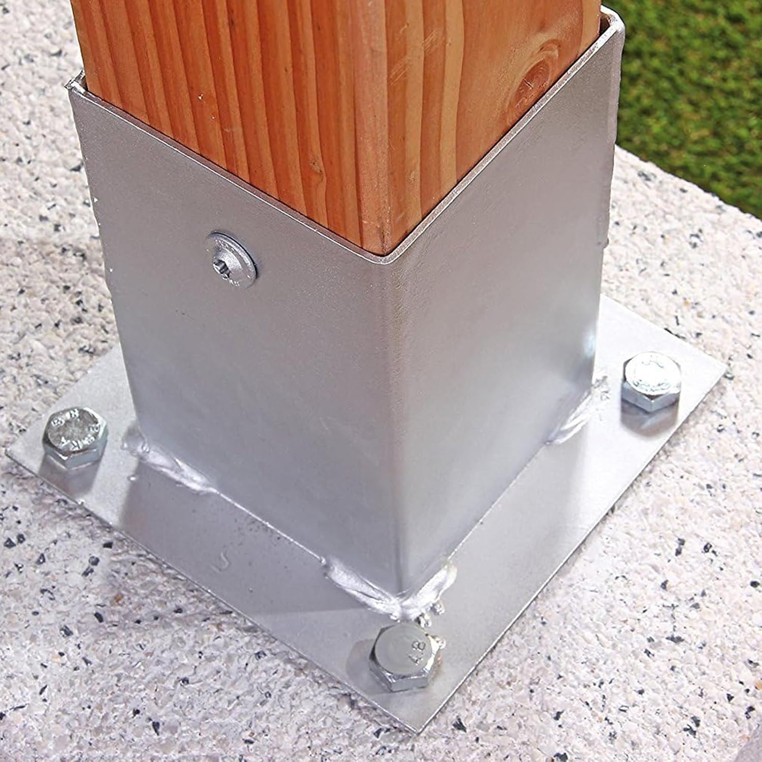 Deck Balusters Ground Anchor Complete Kit, Post Base Wood to Ground, Solid Square Fence Pole Base Bracket for Pergola/Privacy Wall, 304 Stainless Steel(50x50 mm (2x2 in))