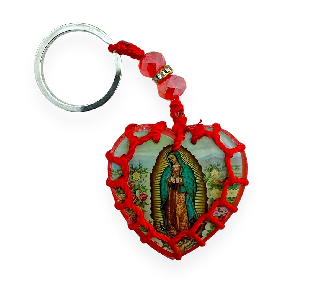 Generic Our Lady of Guadalupe Red Wooden Heart-Shapped