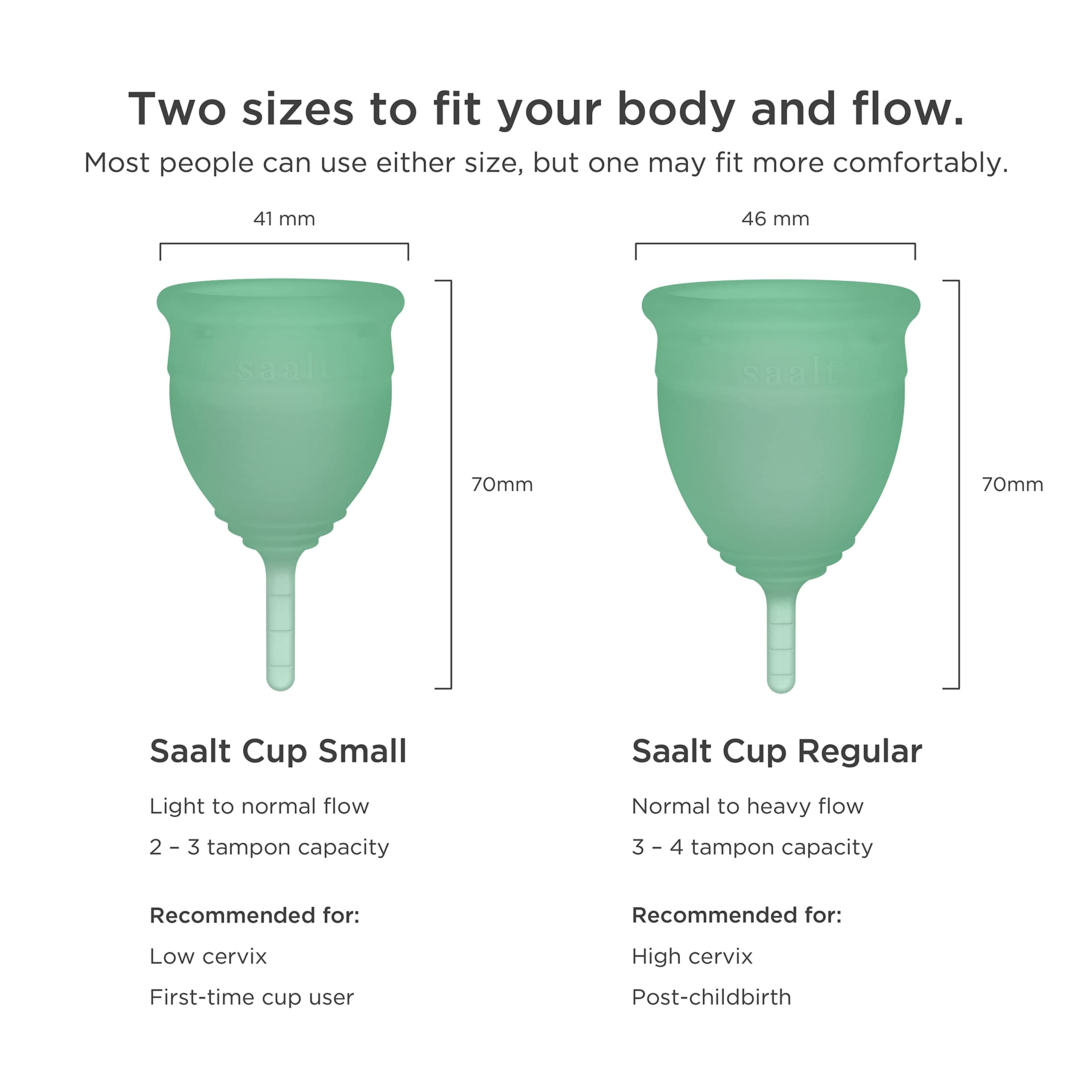 Saalt Menstrual Cup - Premium Design - Most Comfortable Period Cup - #1 Active Cup - Wear for 12 Hours - Soft, Flexible, Reusable Medical-Grade Silicone - Made in USA