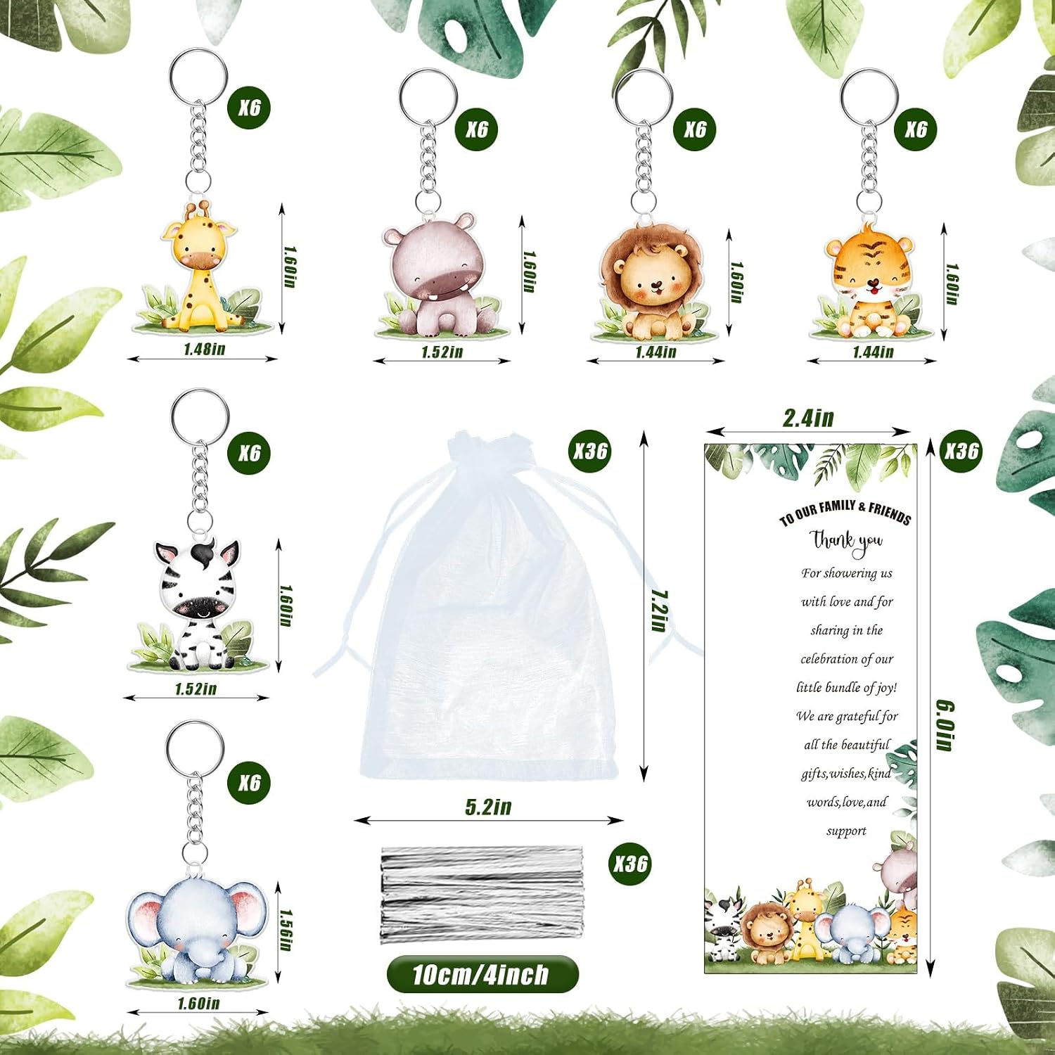 YLOLUL 180 Pcs Safari Baby Shower Favors Woodland Ballpoint Pens and Keychains Bulk Retractable Baby Shower Gifts for Guest Gender Reveal Party Greeting Cards Souvenirs Prize image 3