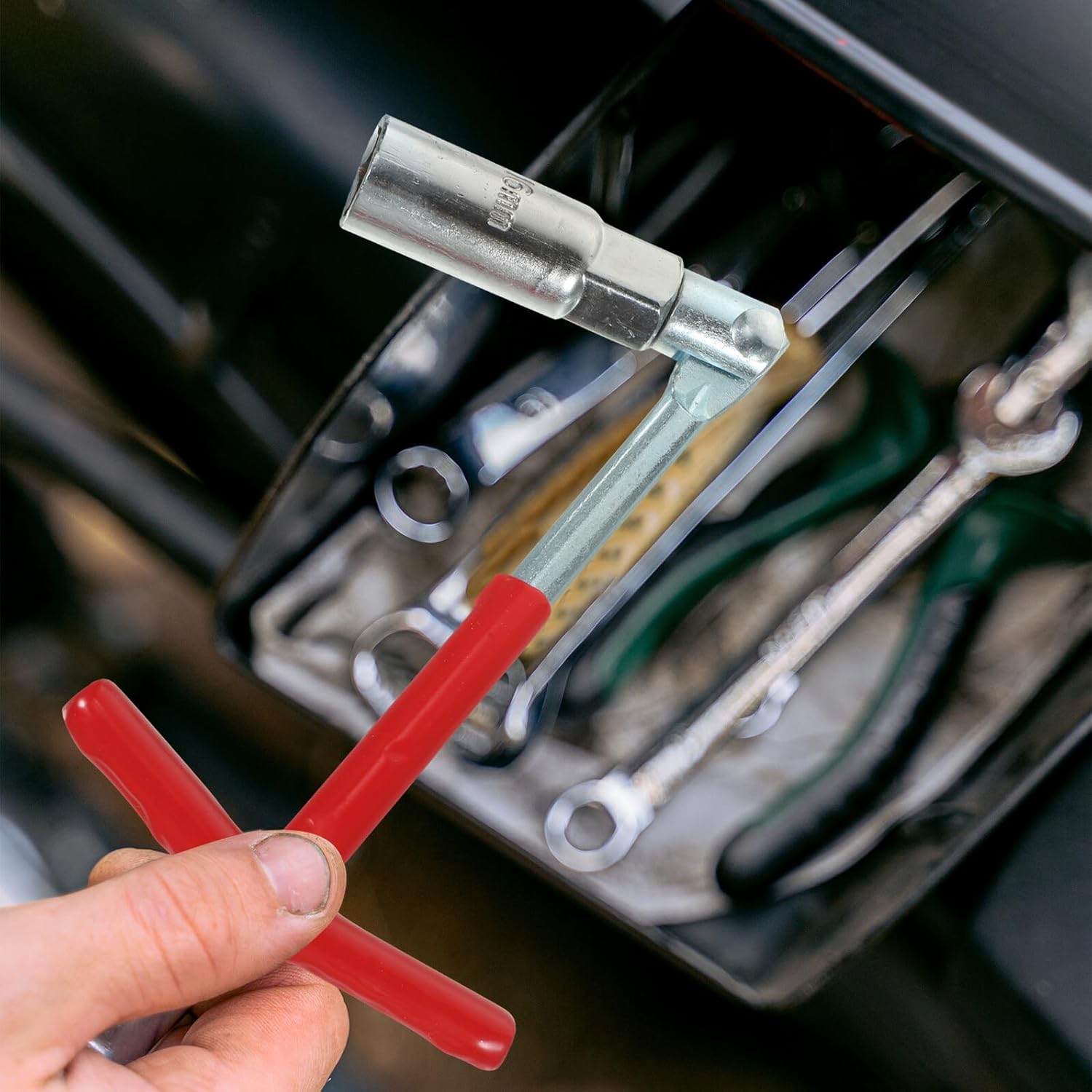 Joint Spark Plug Wrench Set Socket Spanner with Rotatable Flexible Handle Anti-Rust Tool for Easy Spark Plug Removal and Installation in Car Engines