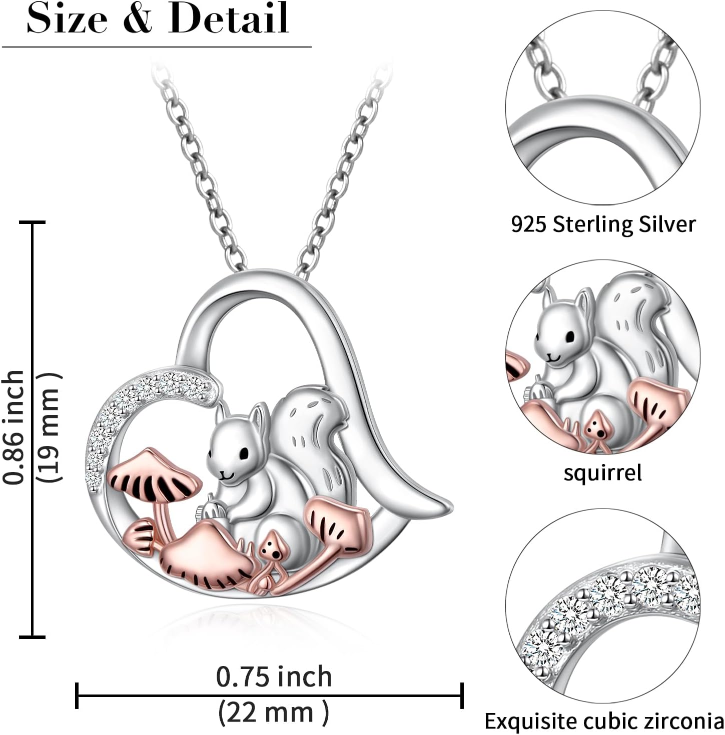 FLYOW 925 Sterling Silver Cute Animal Jewelry Pig/Pandas/Bunny/Corgi/Squirrel Pendant Necklace for Women Birthday Christmas Pet Fans Gifts