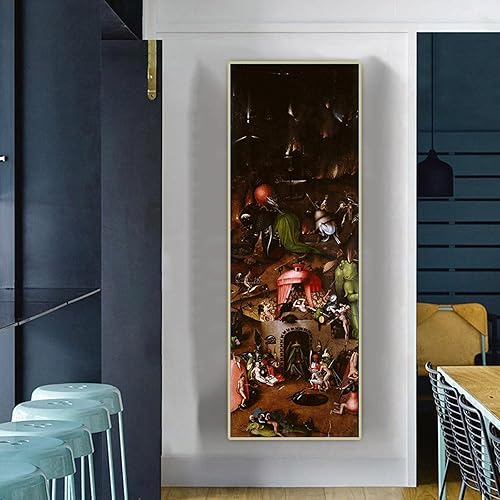 Miniatura 3 de Hieronymus Bosch "El Juicio Final - Infierno" Cuadro famosa Impresiones en lienzo. Cuadro de arte de pared de lona para decoración del hogar