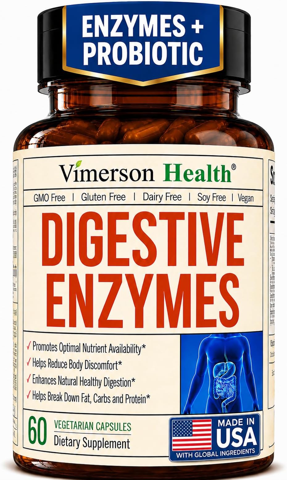 Digestive Enzymes – Probiotic Multi Enzyme (Enzimas Digestivas) – 60 Caps
