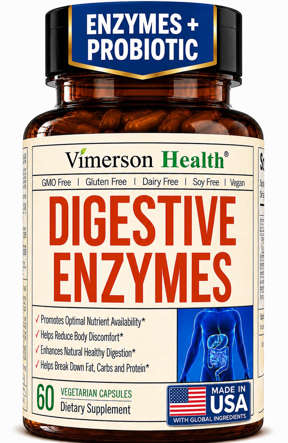 Digestive Enzymes – Probiotic Multi Enzyme (Enzimas Digestivas) – 60 Caps