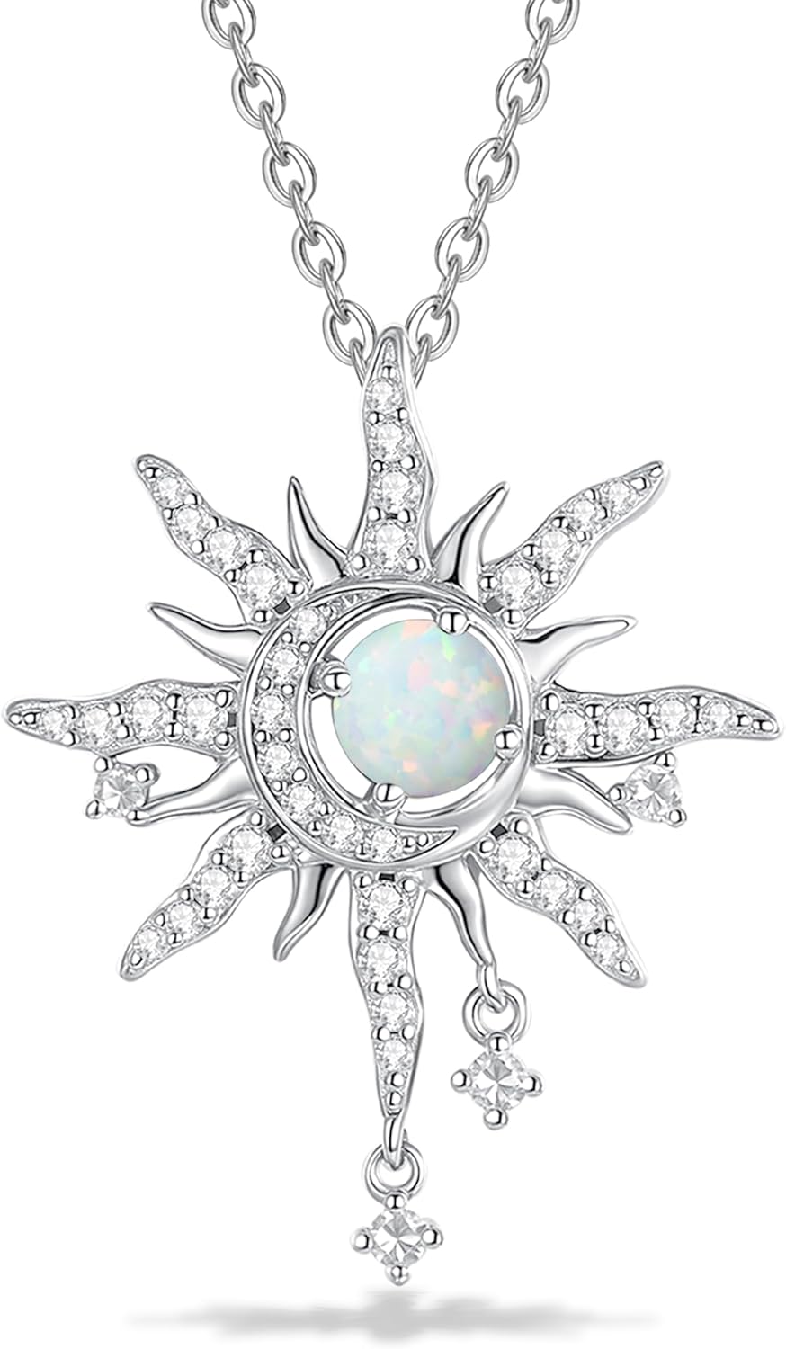 FANCIME Soluna Nexus Necklace for Women Sterling Silver Moon Jewelry Sun Pendant Fine Jewelry Gemstone Birthday Mothers Day Gifts for Wife