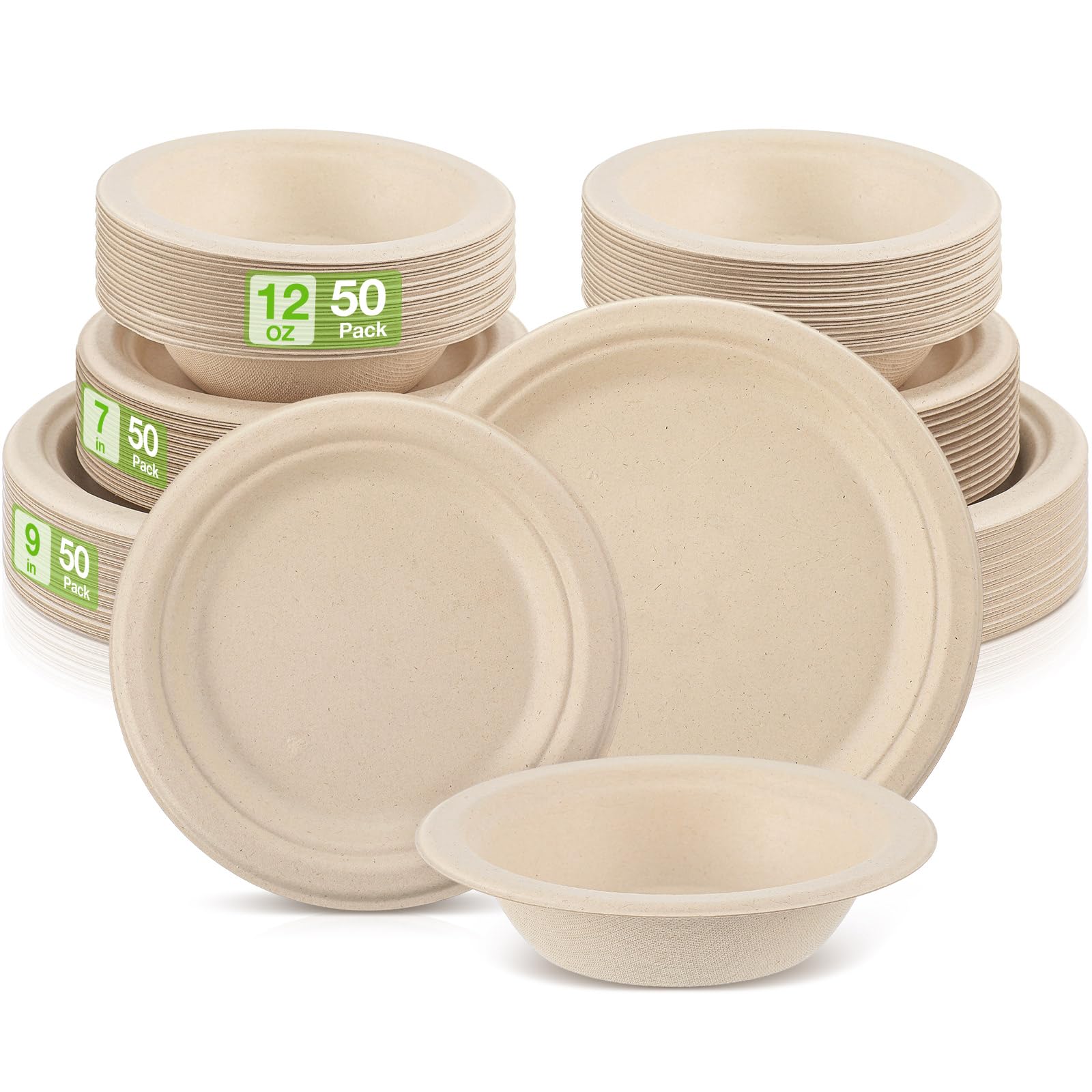 Havawish Compostable Plates & Bowls - 150 Piece Set -1