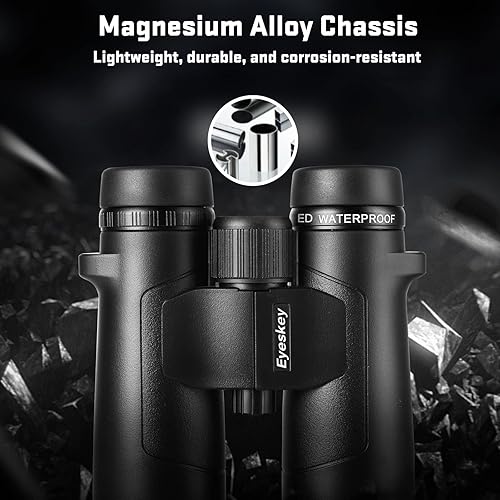 Vista 6 de Eyeskey Prismáticos ED de 10 x 42 para adultos de alta potencia, súper claro y amplio campo de visión, binocular ligero e impermeable, perfecto