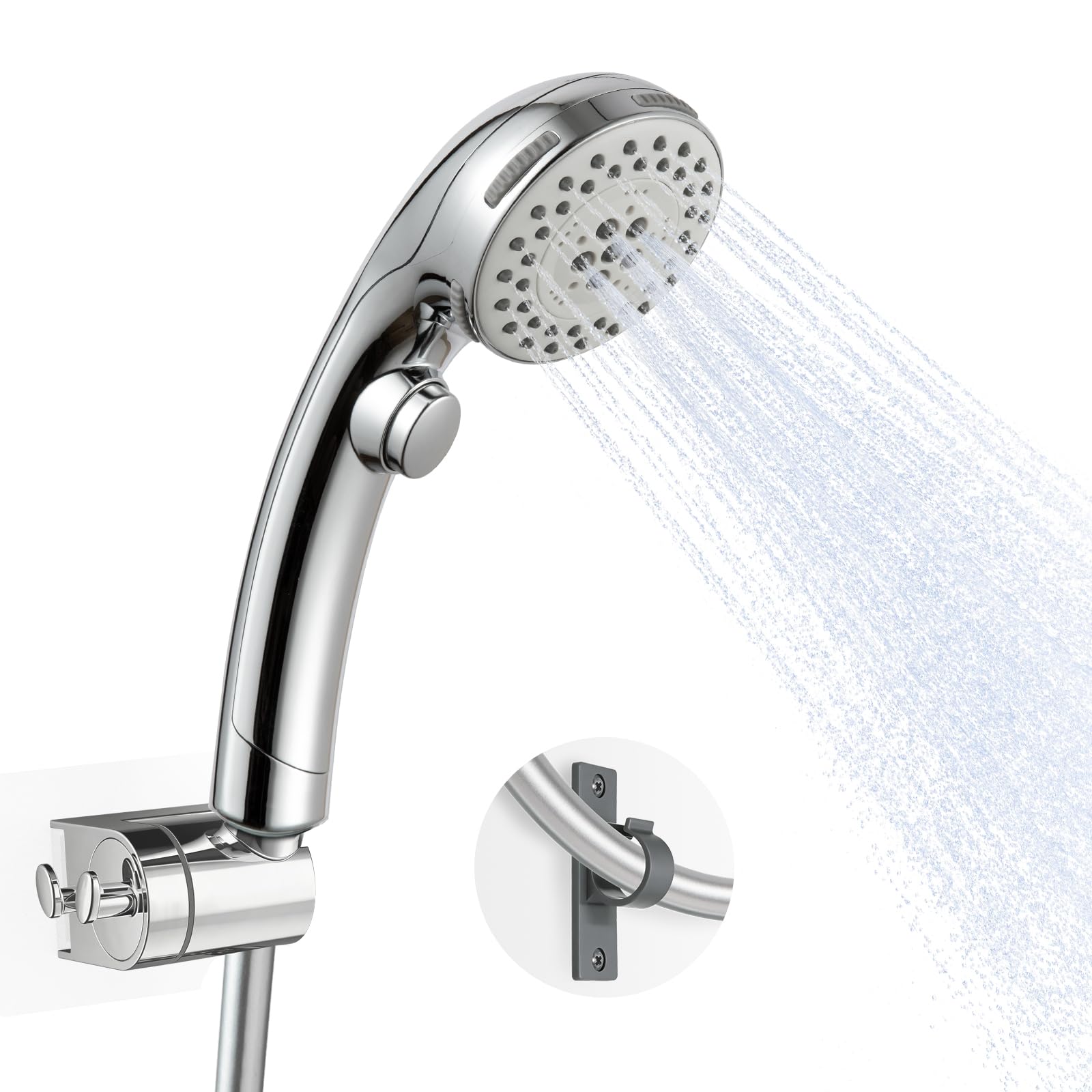 OFFO RV Shower Head Kit, 5 Modes Handheld Shower Head with Pause Switch and 1.6m Hose, Standard G1/2 Screw Thread Pipe for Outdoor Shower, Chrome