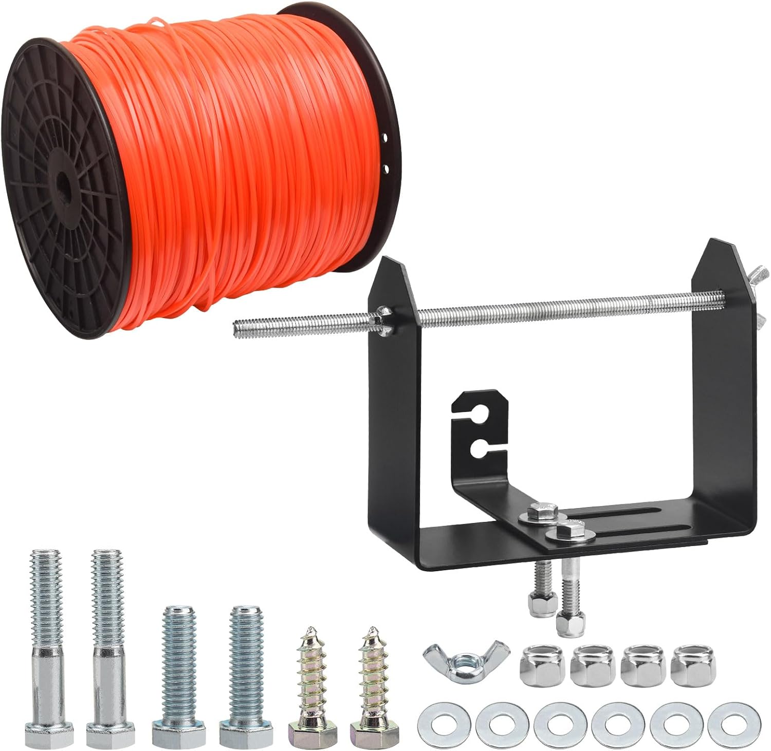 1 x Weed Wacker Commercial Trimmer Line Holder & 1 x .095 Inch Trimmer Line -by- 1490-ft - 5lb-Spool String Trimmer Line in Spool, Holder (Adjustable Width 4.65"-9.54") Orange