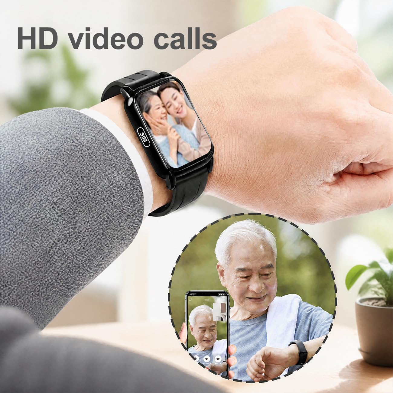 Bracelet Alarme Personne Agee Montre Connectée Senior Dispositifs D'alerte De Chute pour Personnes Âgées Bouton SOS d'urgence White,4.7 * 3.2cm
