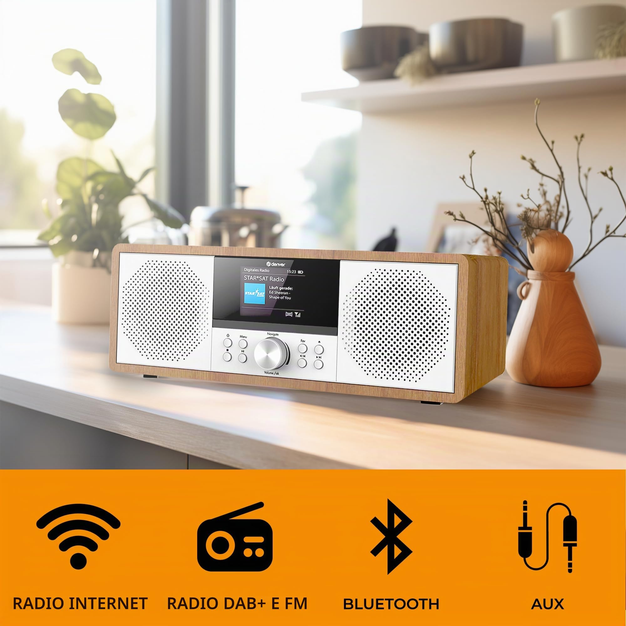 Denver MIR-270DW Internet radio CD, DAB+, FM AUX, Bluetooth®, CD, DAB+, radio internet, Regno Unito