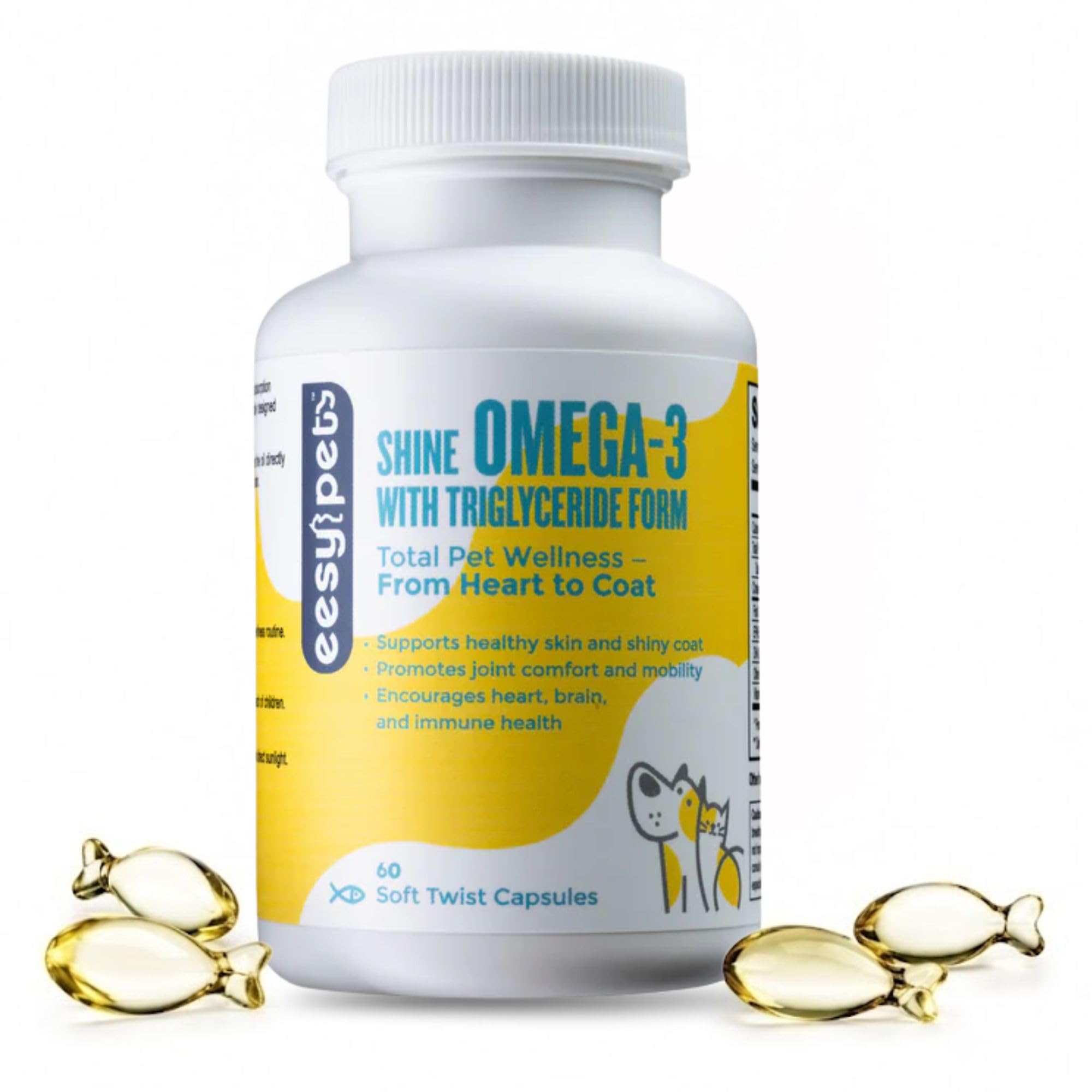 Shine Omega 3 Fish Oil for Dogs & Cats, Triglyceride TG, 60 Pcs