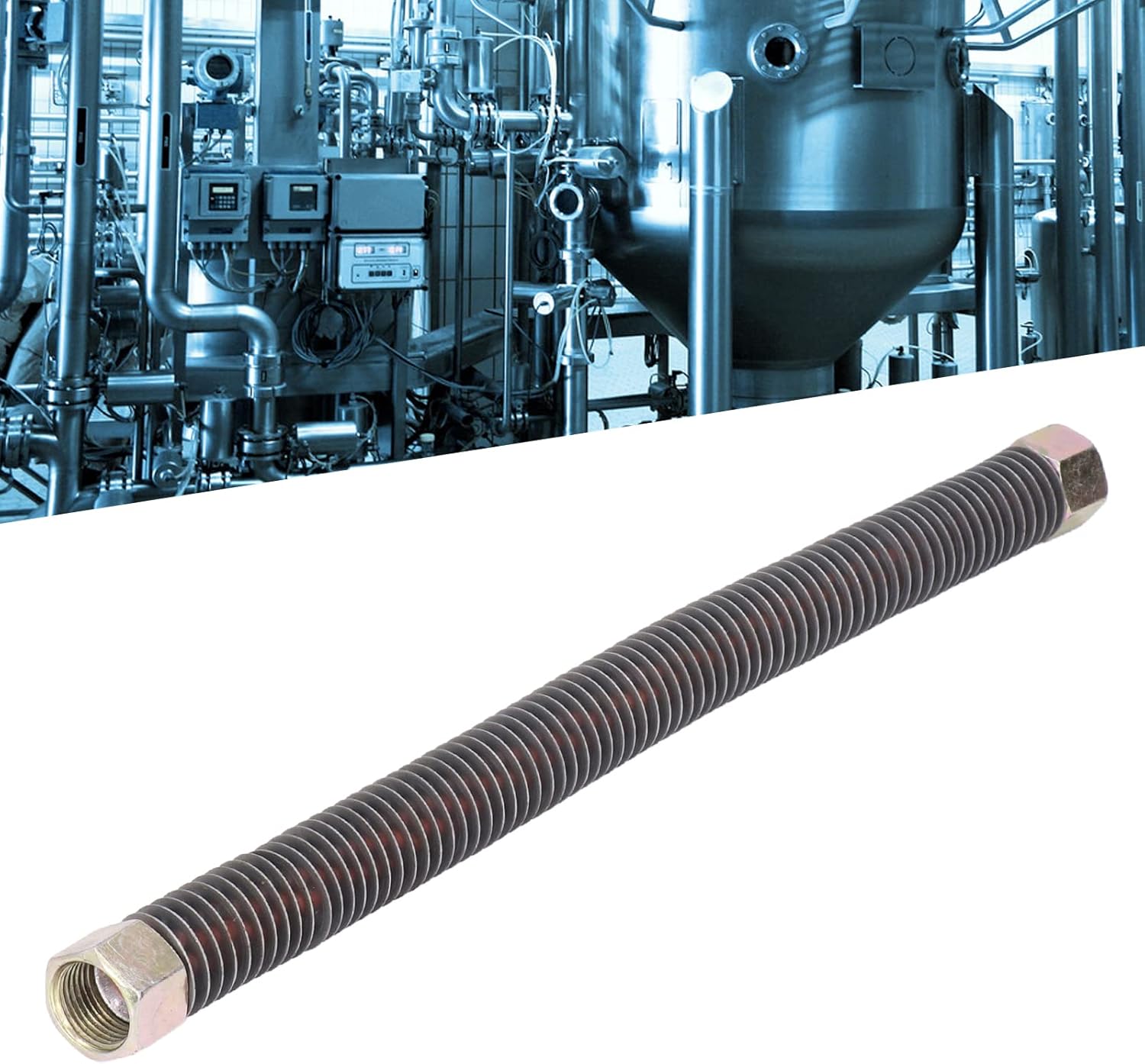 Air Compressor Exhaust Tube, 3/4-16UNF Firm Connection Standard Design Copper Coated Gas Discharge Pipe Good Match 12mm Easy Installation for Replacement(Whole machine tube 1051)