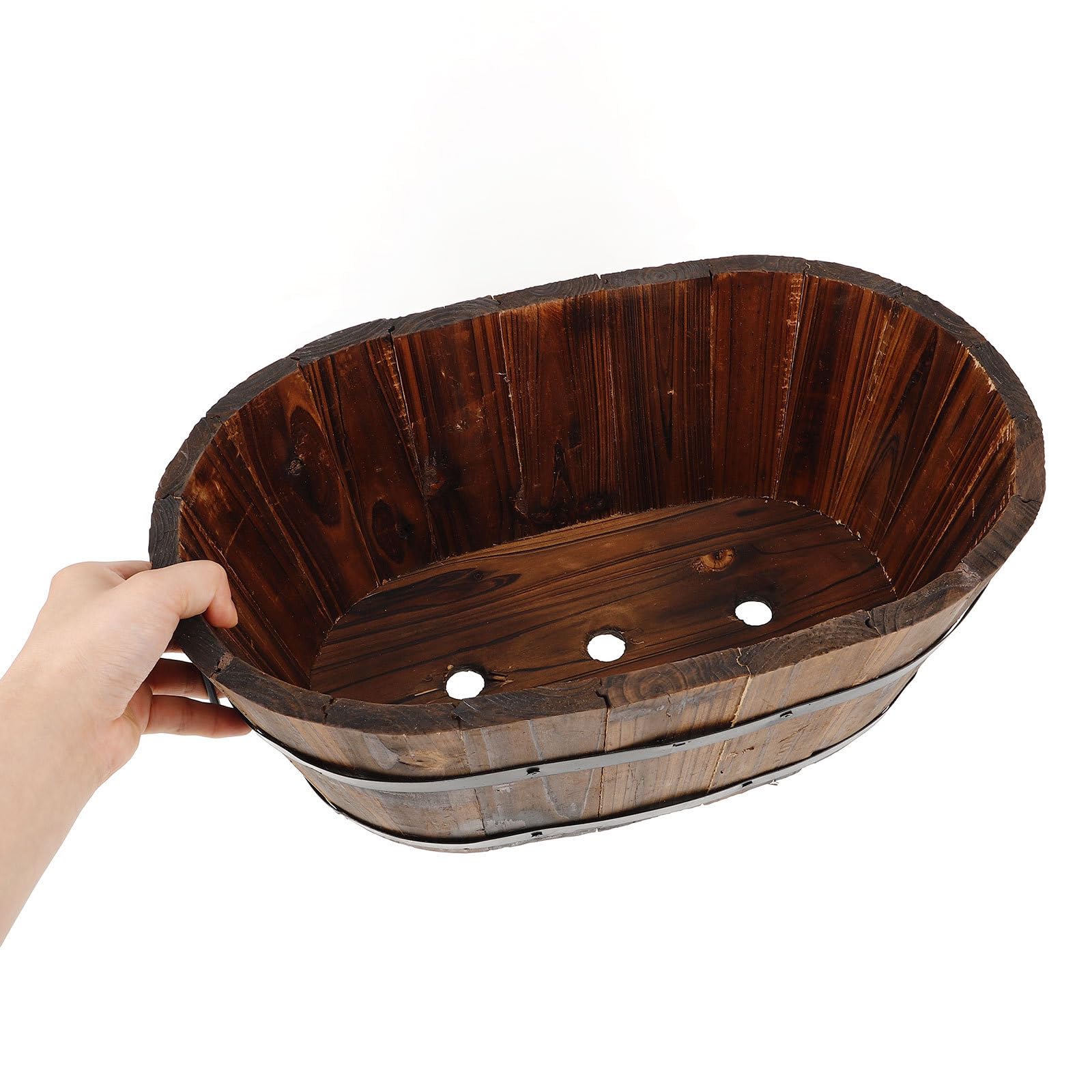 WOONEKY Holz Pflanzkübel Recycelbar Für Wohnzimmer Und Balkon Multifunktional Gemüse Gartenbedarf Pflanzgefäße 30x20x25cm