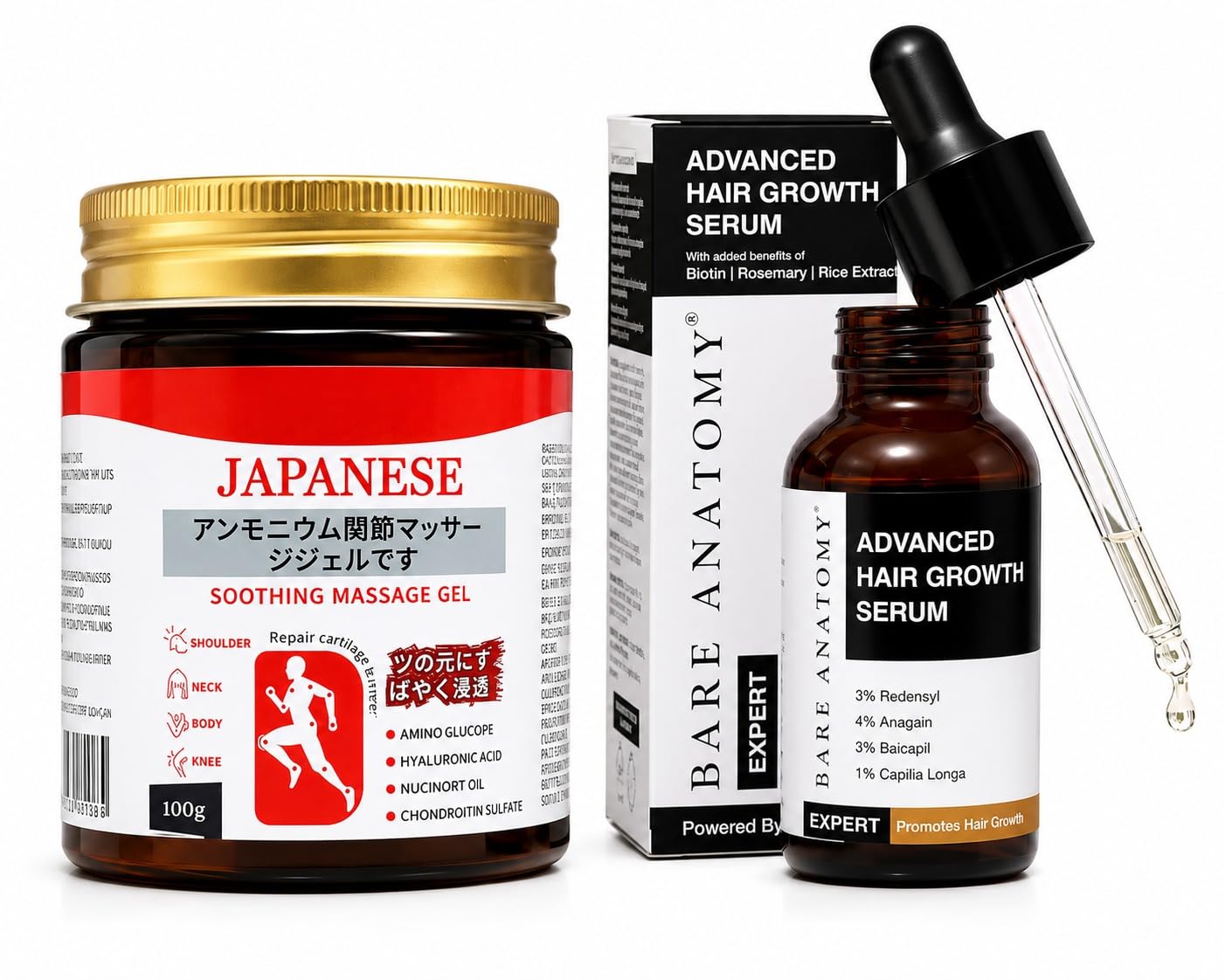 Advanced Hair Growth Serum with Redensyl Biotin Rosemary & Japanese Massage Gel Combo | Cooling Body Care | Hair Root Strengthening | Daily Scalp Nourishment | Men & Women-image-29