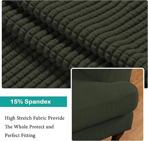 Vista 244 de Turquoize - Funda elástica para sofá de 2 piezas y 3 cojines, funda protectora lavable con elástico en la parte inferior, tela jacquard gruesa