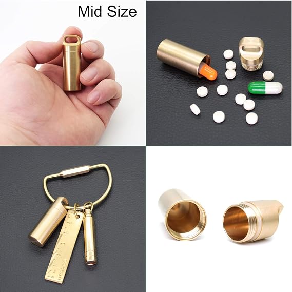 PPFISH 3 Air-Tight EDC Accessory Case, Pill Fob Capsule Keychain, Waterproof Match Case Battery Holder, Outdoor Survival Storage Metal Container Dry Box