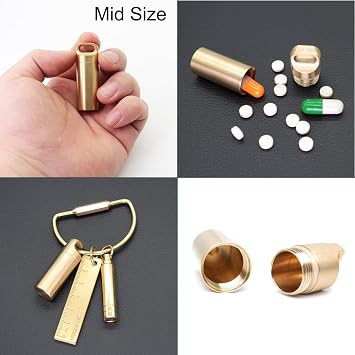 PPFISH 3 Air-Tight EDC Accessory Case, Pill Fob Capsule Keychain, Waterproof Match Case Battery Holder, Outdoor Survival Storage Metal Container Dry Box