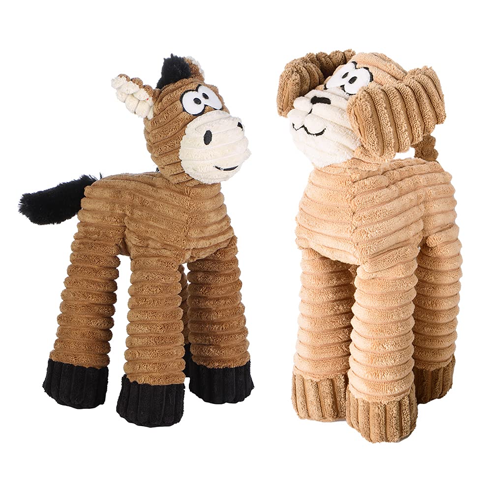 Ministry of Pet M.O.P Plush Dog Puppy Toys, Puppy Teething Toys, 4 Durable Long Cord Plush Squeak Dog Toys