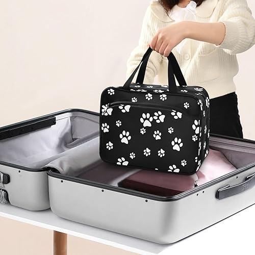 Miniatura 7 de Neceser de viaje de pata de perrito negro multifunción para cosméticos, bolsas de maquillaje colgantes, bolsa de ducha organizadora para mujeres y