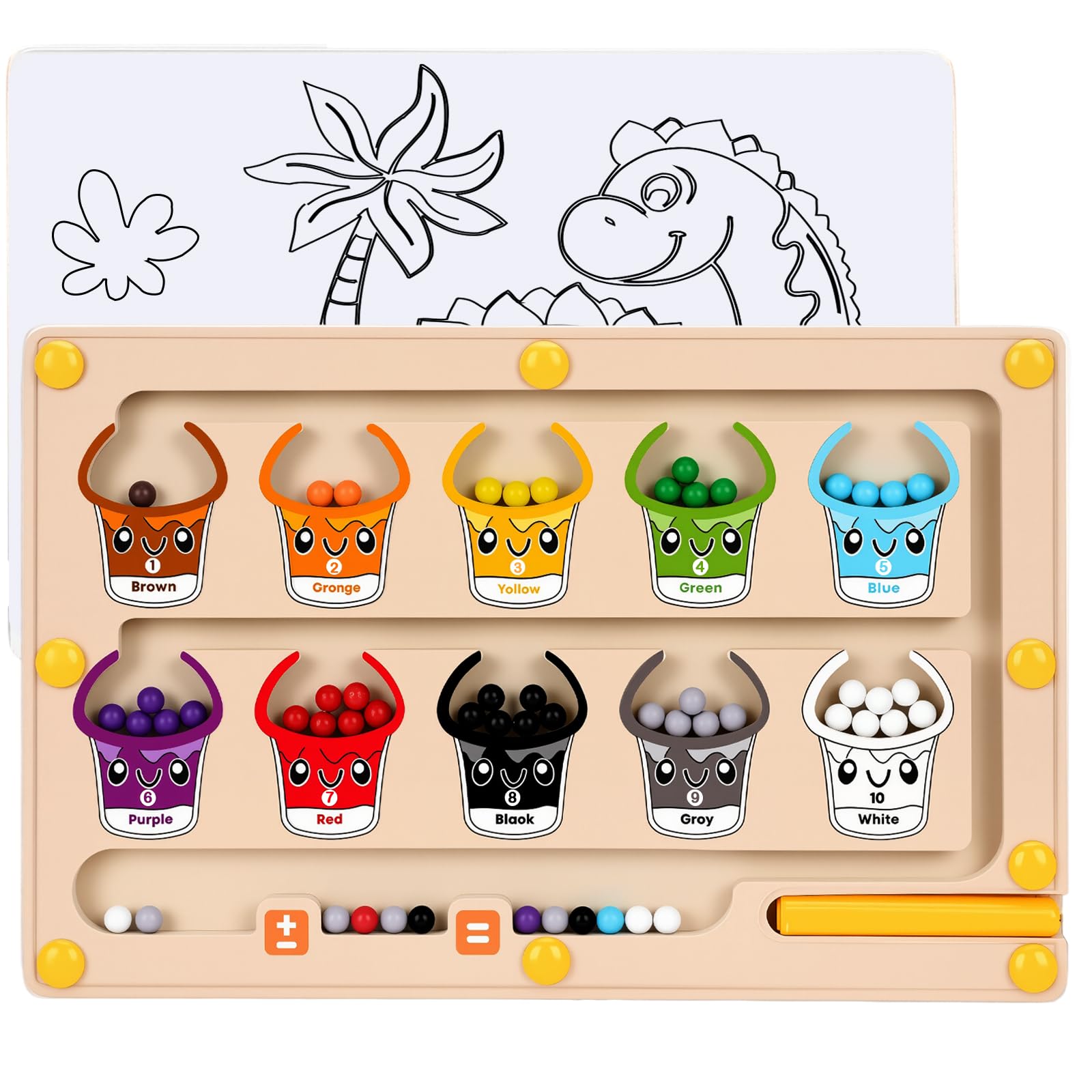 Photo 1 of 2 IN 1 Magnetic Color and Number Maze, Montessori Toys with Drawing Board for 3 4 5 Year Old, Wooden Magnet Balls Puzzles, Learning Educational Toys for Kids Toddlers Boys Girls Christmas Birthday