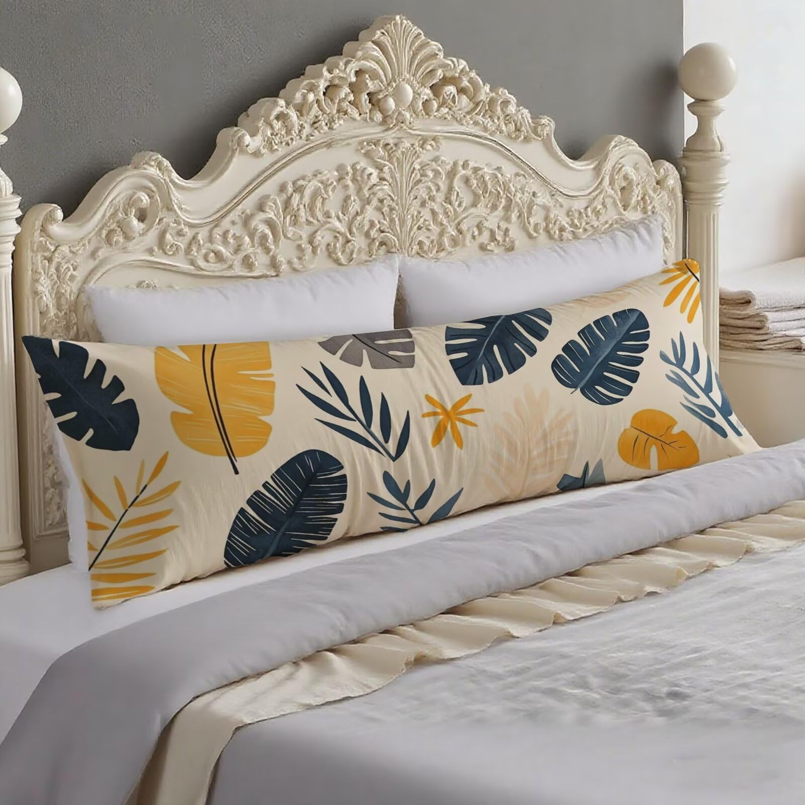 Housse Traversin 60x180 cm Ocre Turquoise Décorative O-62
