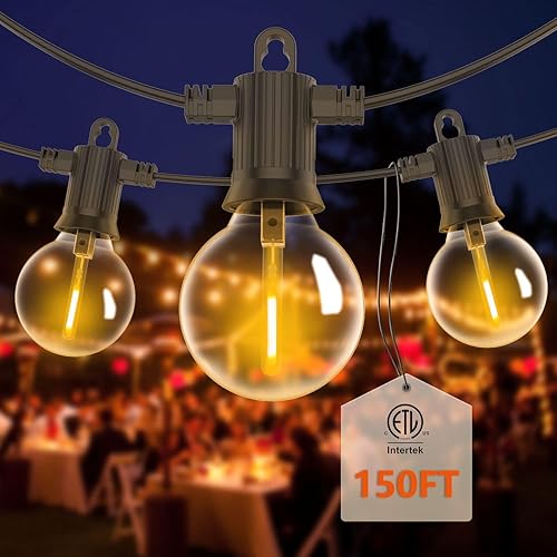 Miniatura 9 de ZOTOYI Tira de luces para exteriores de 50 pies, luces LED para patio con 27 bombillas G40 de plástico (2 de repuesto), impermeable, IP65 Edison