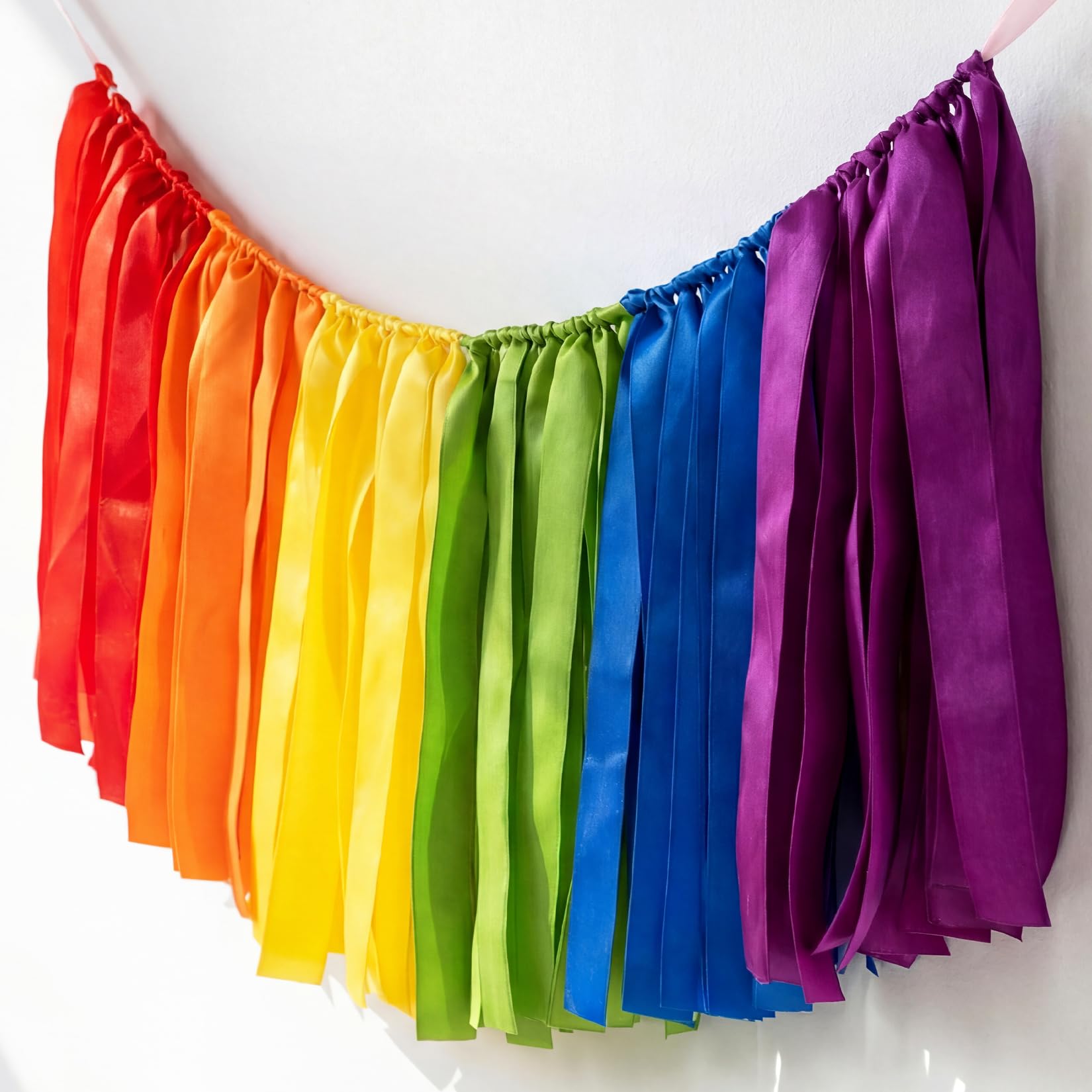 RAINFLOW 72PCS Rainbow Tassel Garland - Colorful Ribbon Banner, 40x14in