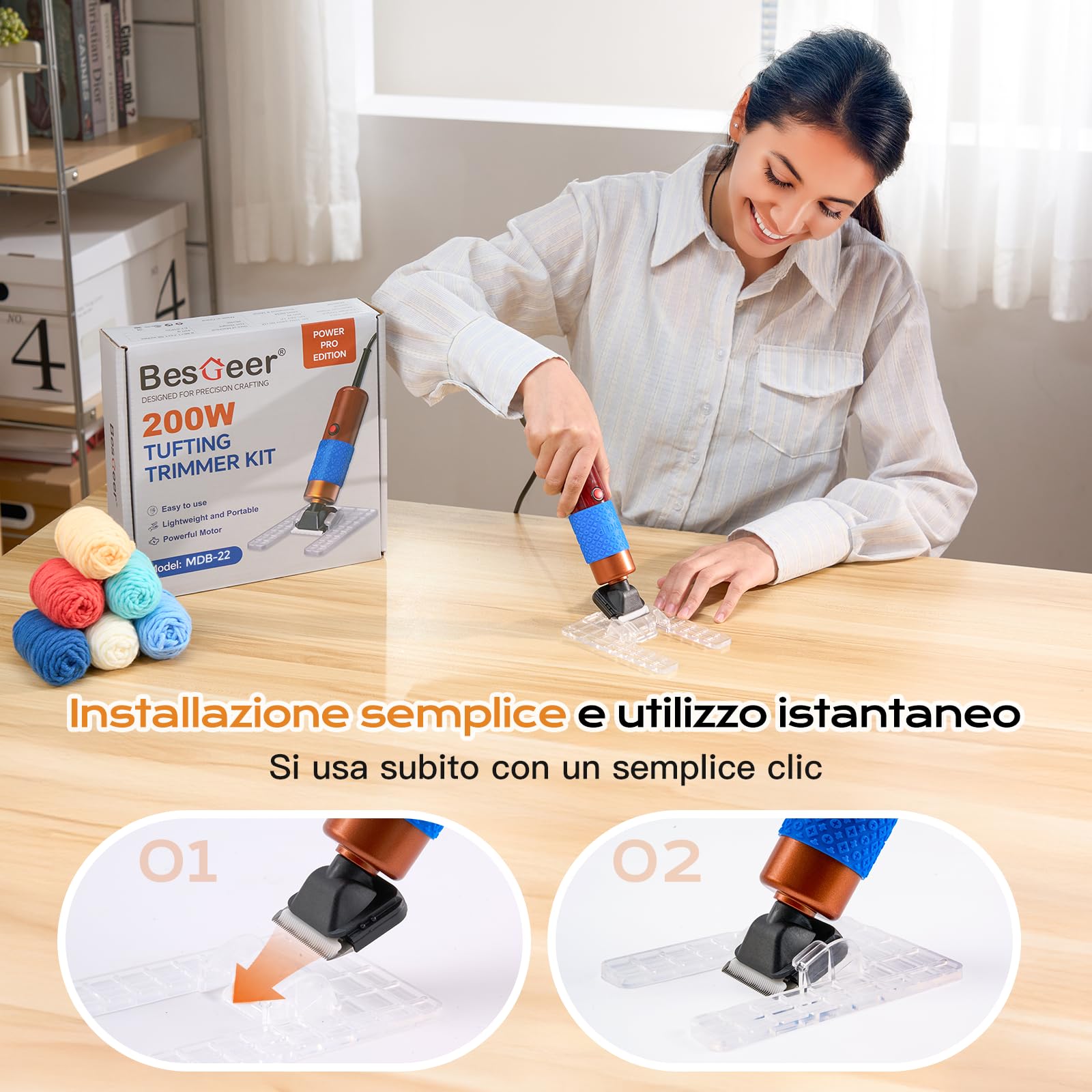 BESGEER 200W Tosatappeti Elettrico per pistola da tufting, Tufting Trimmer con 2 Lame per la Riparazione di Tappeti, Taglierina per trapuntatura adatto al Fai da Te e alla Cura degli Animali