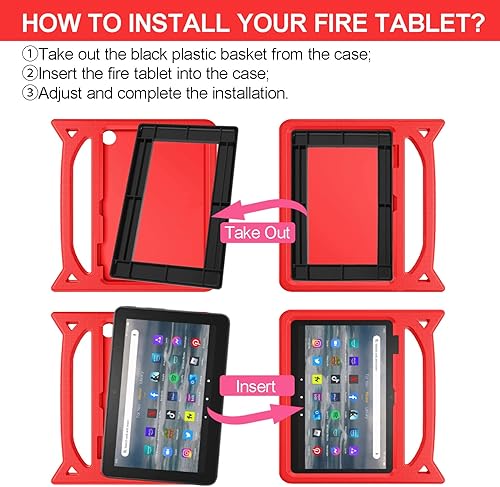 Miniatura 5 de RIAOUR Funda para tablet de 7 pulgadas para niños, ligera, a prueba de golpes, con asa y soporte para tablet de 7 pulgadas, funda incompatible con