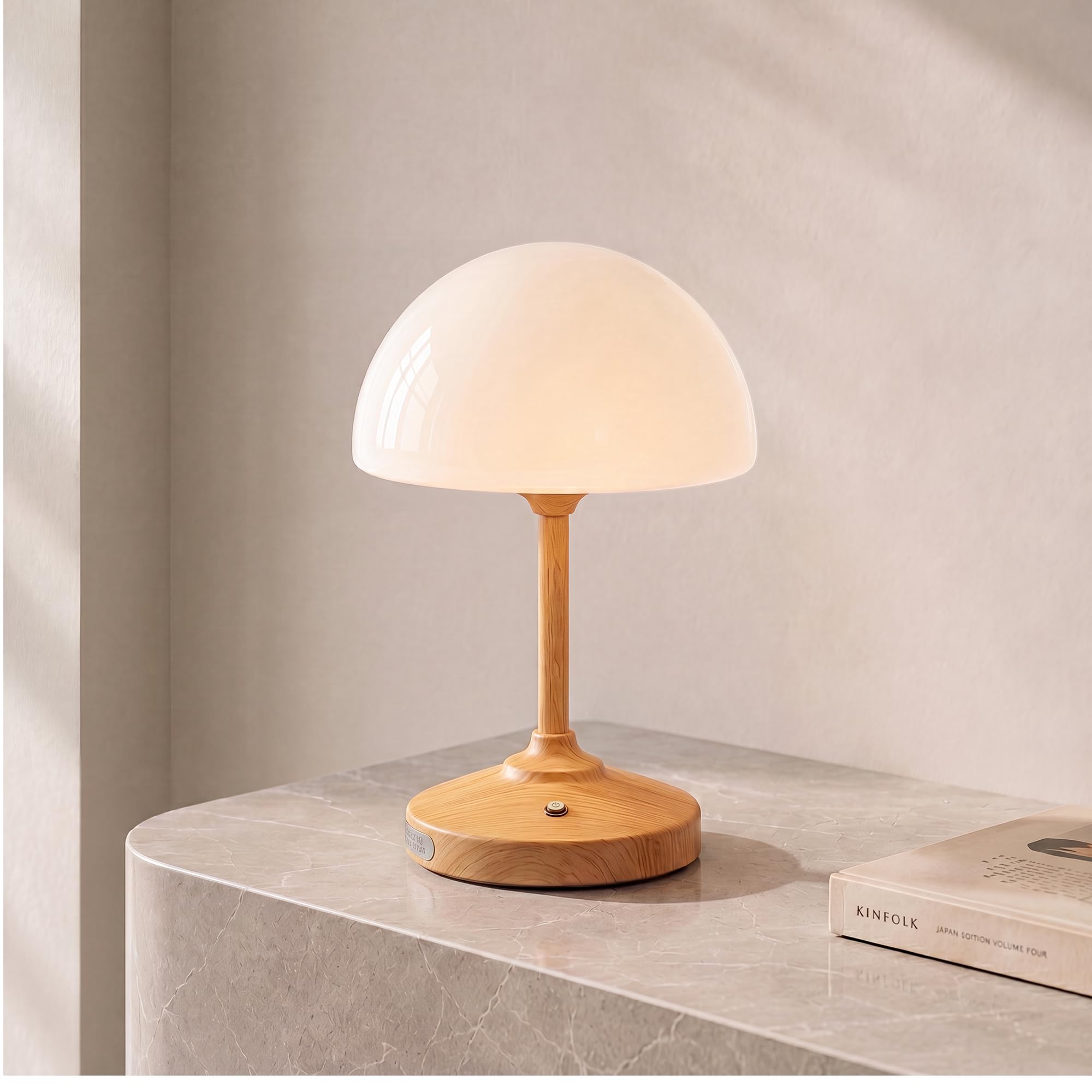 Dawnwake Lampe de table LED en forme de champignon, sans fil, 5000 mAh, tactile, à intensité variable, pour chambre à coucher, extérieur, étanche, petite lampe pour salon, camping, gradation à 3
