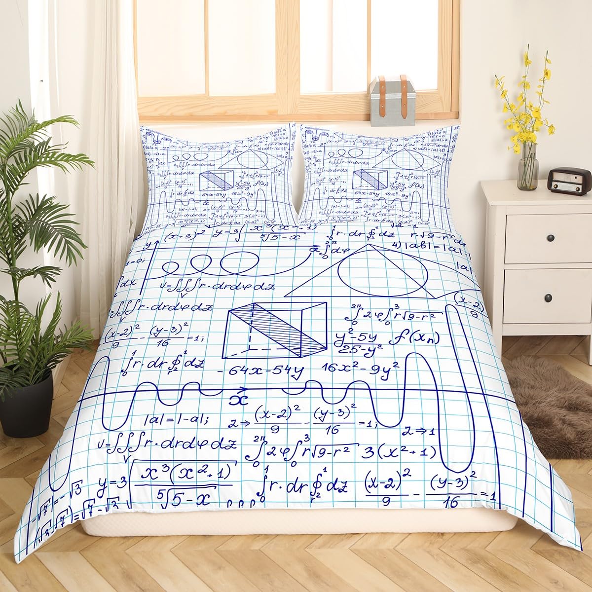 Housse de couette équation mathématique pour lit enfant, parure de lit science et art géométrique